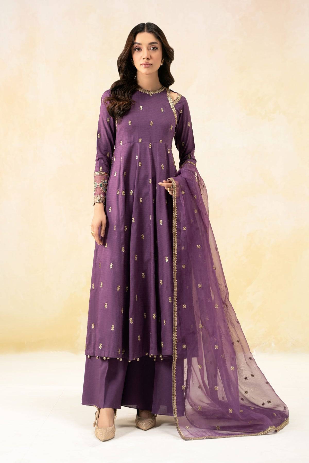 Maria B | Formal Wears | DW-EF25-19 Purple by Maria Faisal - Registered Vendor of : Maria B - type : Ladies Clothes - 100% original wedding dresses