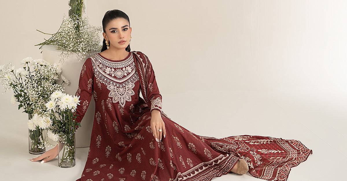 Maira B | Ready to Wear | DW-EF25-22 Maroon by Maria Faisal - Registered Vendor of : Maria B - type : Wedding Dress - 100% original wedding dresses