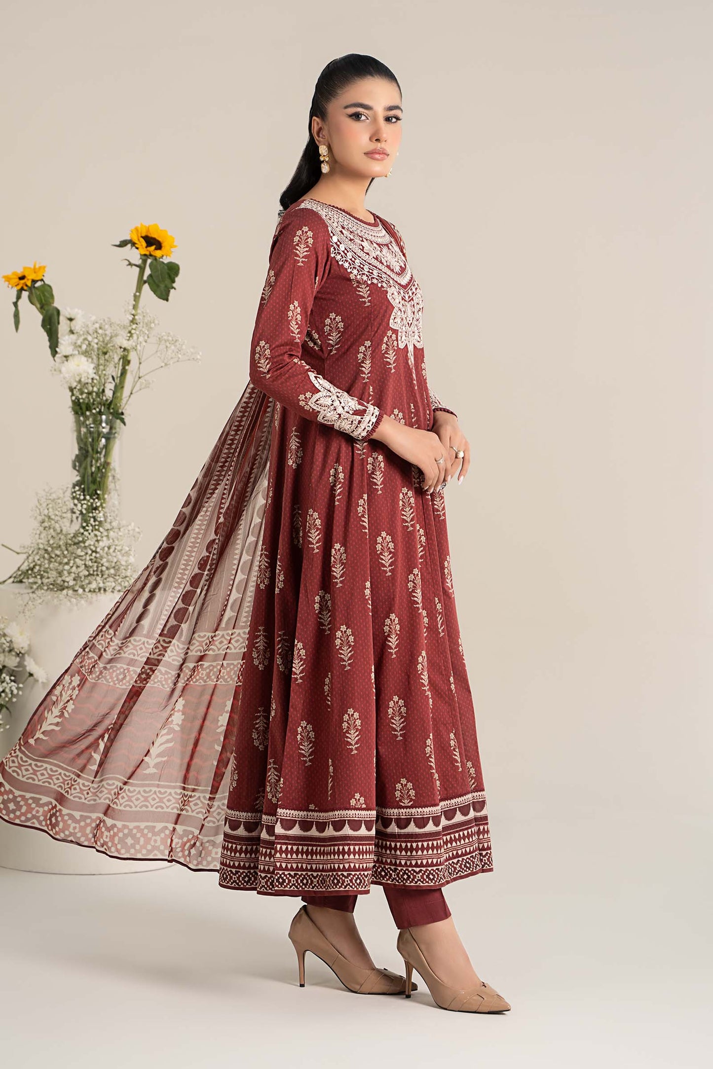 Maira B | Ready to Wear | DW-EF25-22 Maroon by Maria Faisal - Registered Vendor of : Maria B - type : Wedding Dress - 100% original wedding dresses