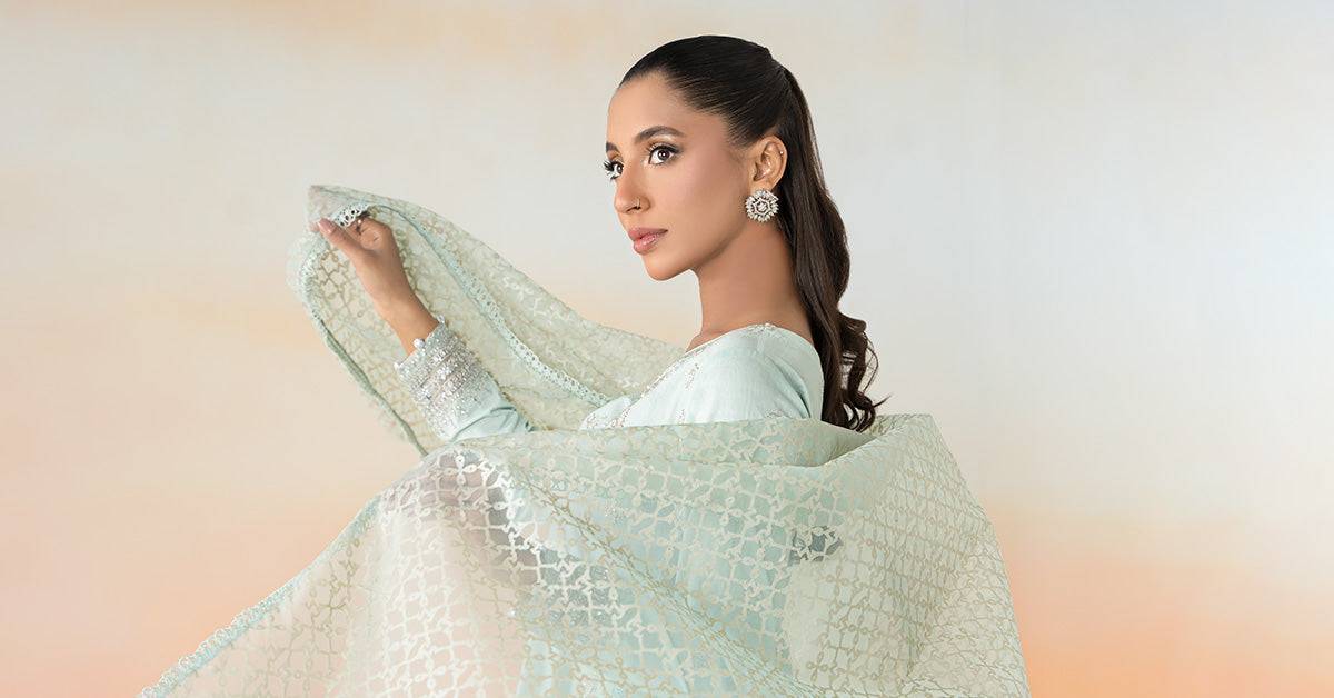 Maira B | Ready to Wear | DW-EF25-30 Sky Blue by Maria Faisal - Registered Vendor of : Maria B - type : Wedding Dress - 100% original wedding dresses