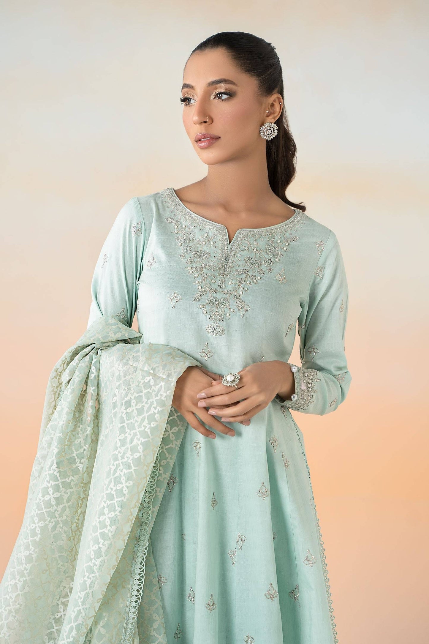 Maira B | Ready to Wear | DW-EF25-30 Sky Blue by Maria Faisal - Registered Vendor of : Maria B - type : Wedding Dress - 100% original wedding dresses