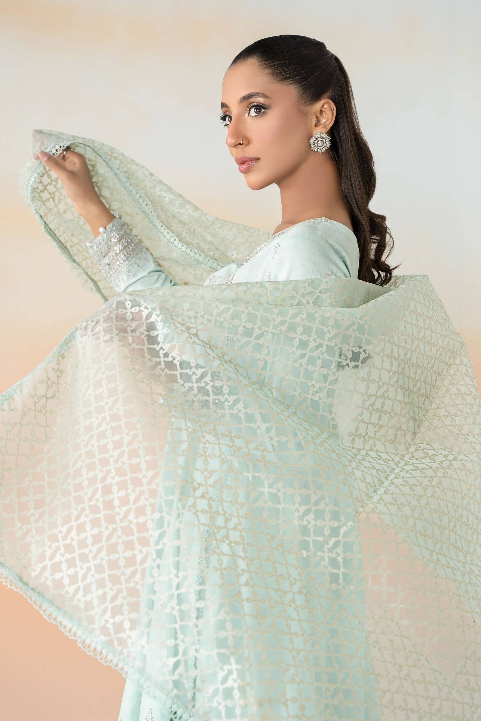 Maira B | Ready to Wear | DW-EF25-30 Sky Blue by Maria Faisal - Registered Vendor of : Maria B - type : Wedding Dress - 100% original wedding dresses
