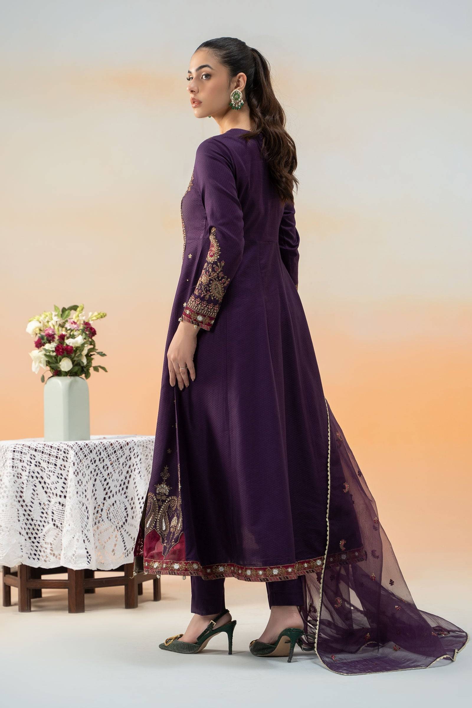 Maira B | Ready to Wear | DW-EF25-40 Purple by Maria Faisal - Registered Vendor of : Maria B - type : Wedding Dress - 100% original wedding dresses