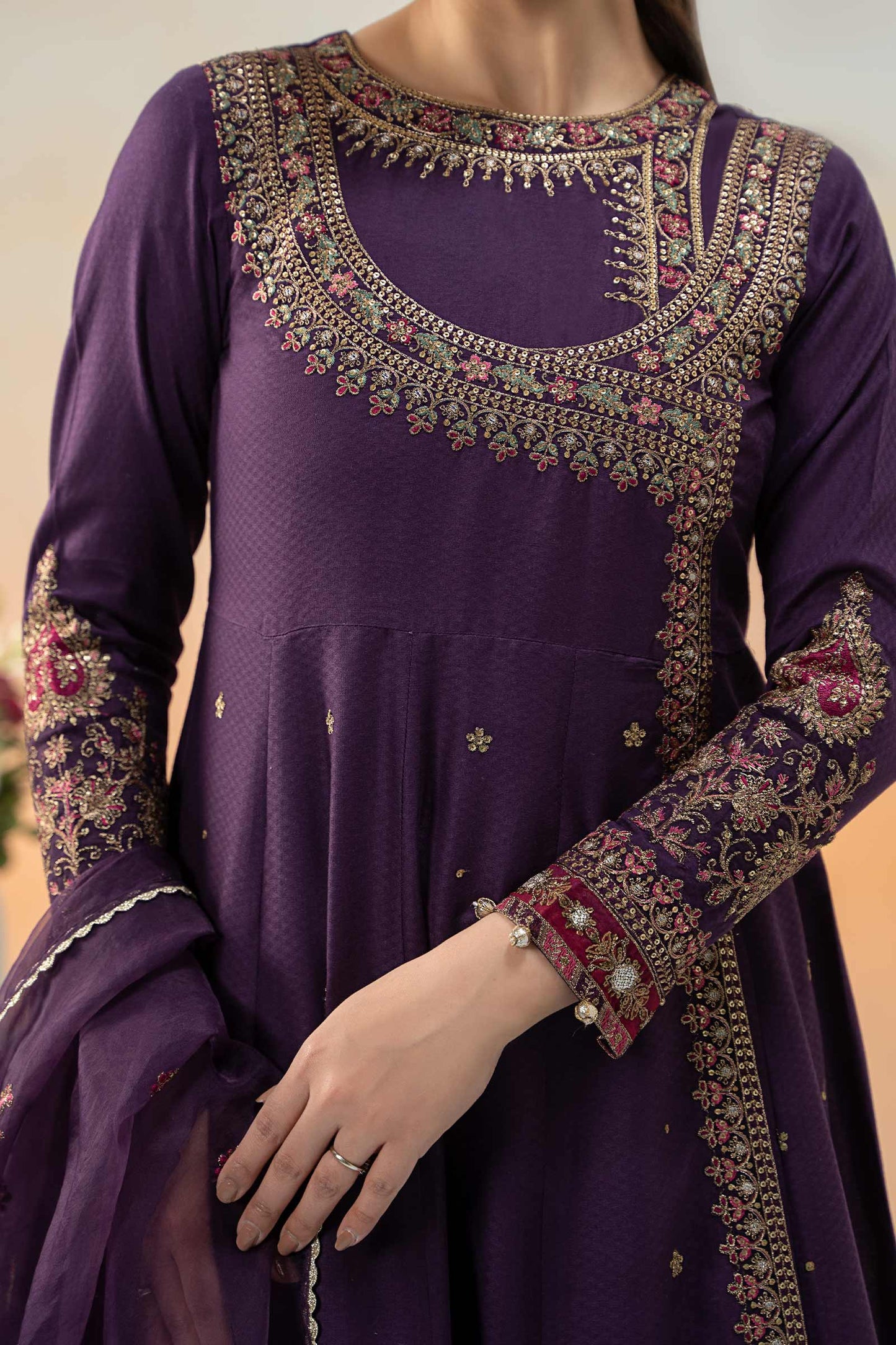 Maira B | Ready to Wear | DW-EF25-40 Purple by Maria Faisal - Registered Vendor of : Maria B - type : Wedding Dress - 100% original wedding dresses