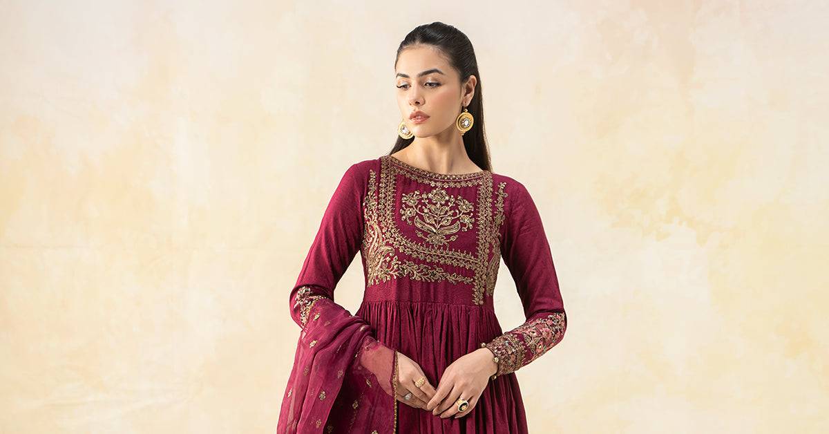 Maira B | Ready to Wear | DW-EF25-43 Magenta by Maria Faisal - Registered Vendor of : Maria B - type : Wedding Dress - 100% original wedding dresses