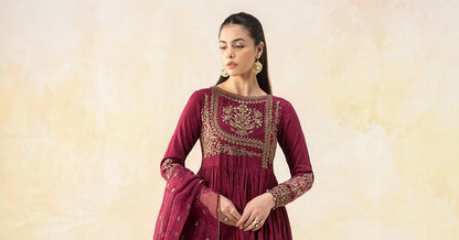 Maira B | Ready to Wear | DW-EF25-43 Magenta by Maria Faisal - Registered Vendor of : Maria B - type : Wedding Dress - 100% original wedding dresses