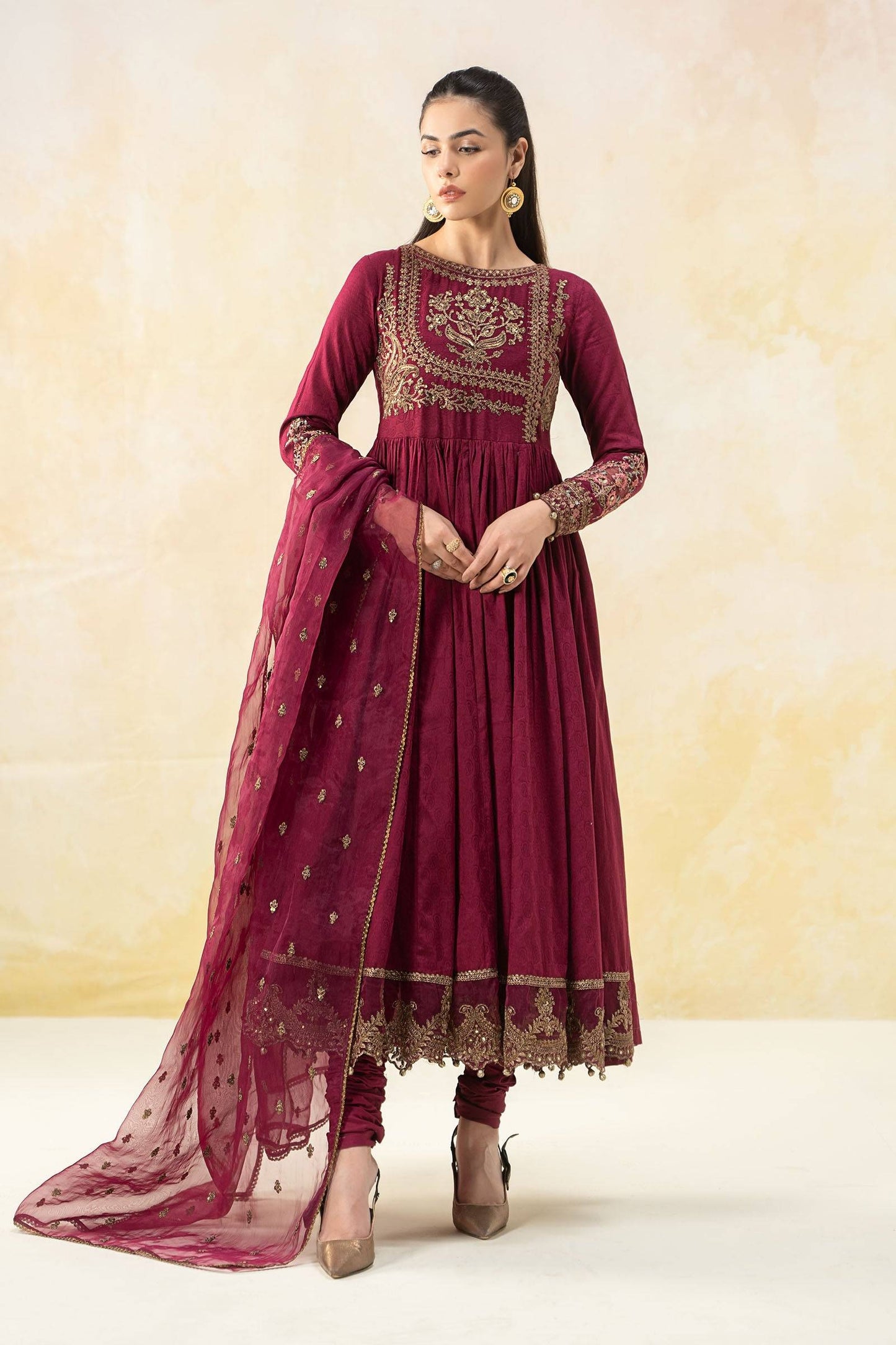 Maira B | Ready to Wear | DW-EF25-43 Magenta by Maria Faisal - Registered Vendor of : Maria B - type : Wedding Dress - 100% original wedding dresses