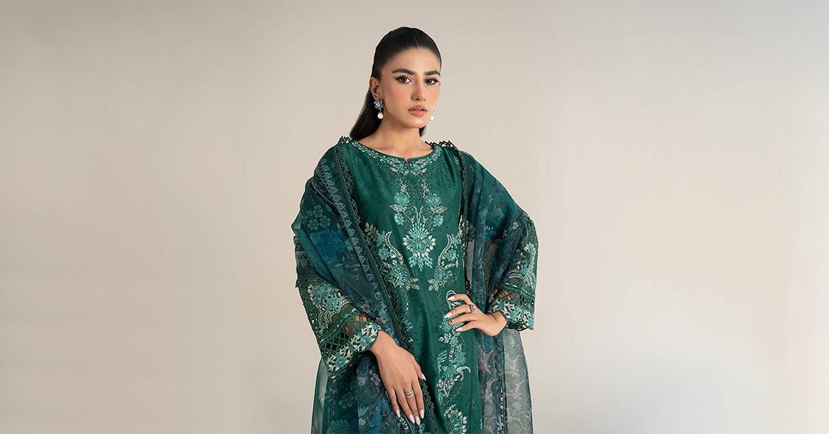 Maira B | Ready to Wear | DW-EF25-47 Green by Maria Faisal - Registered Vendor of : Maria B - type : Wedding Dress - 100% original wedding dresses
