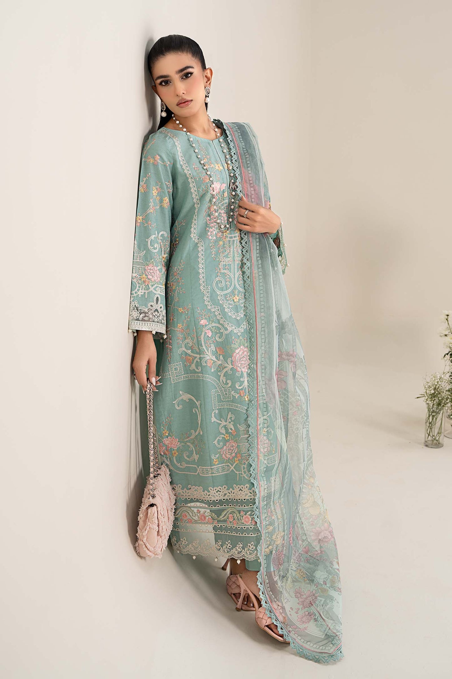 Maira B | Ready to Wear | DW-EF25-49 Blue by Maria Faisal - Registered Vendor of : Maria B - type : Wedding Dress - 100% original wedding dresses