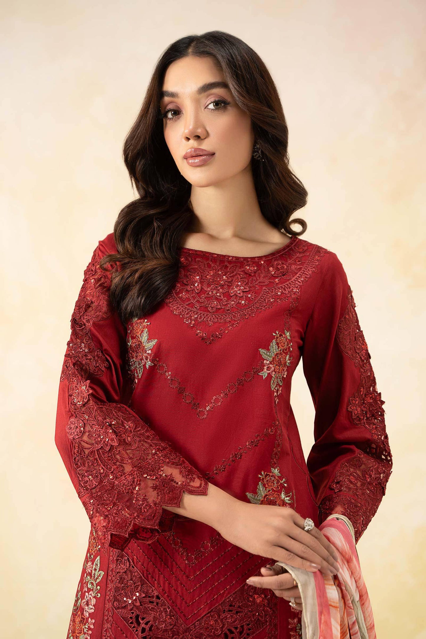 Maira B | Ready to Wear | DW-EF25-53 Red by Maria Faisal - Registered Vendor of : Maria B - type : Wedding Dress - 100% original wedding dresses