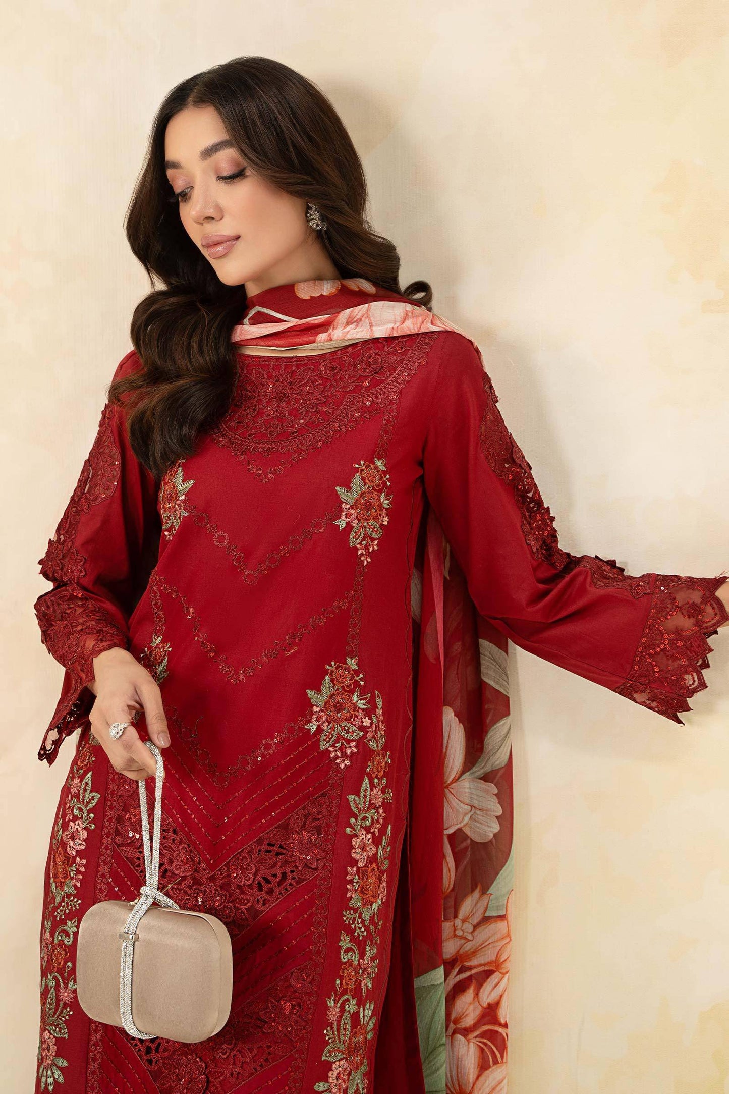 Maira B | Ready to Wear | DW-EF25-53 Red by Maria Faisal - Registered Vendor of : Maria B - type : Wedding Dress - 100% original wedding dresses