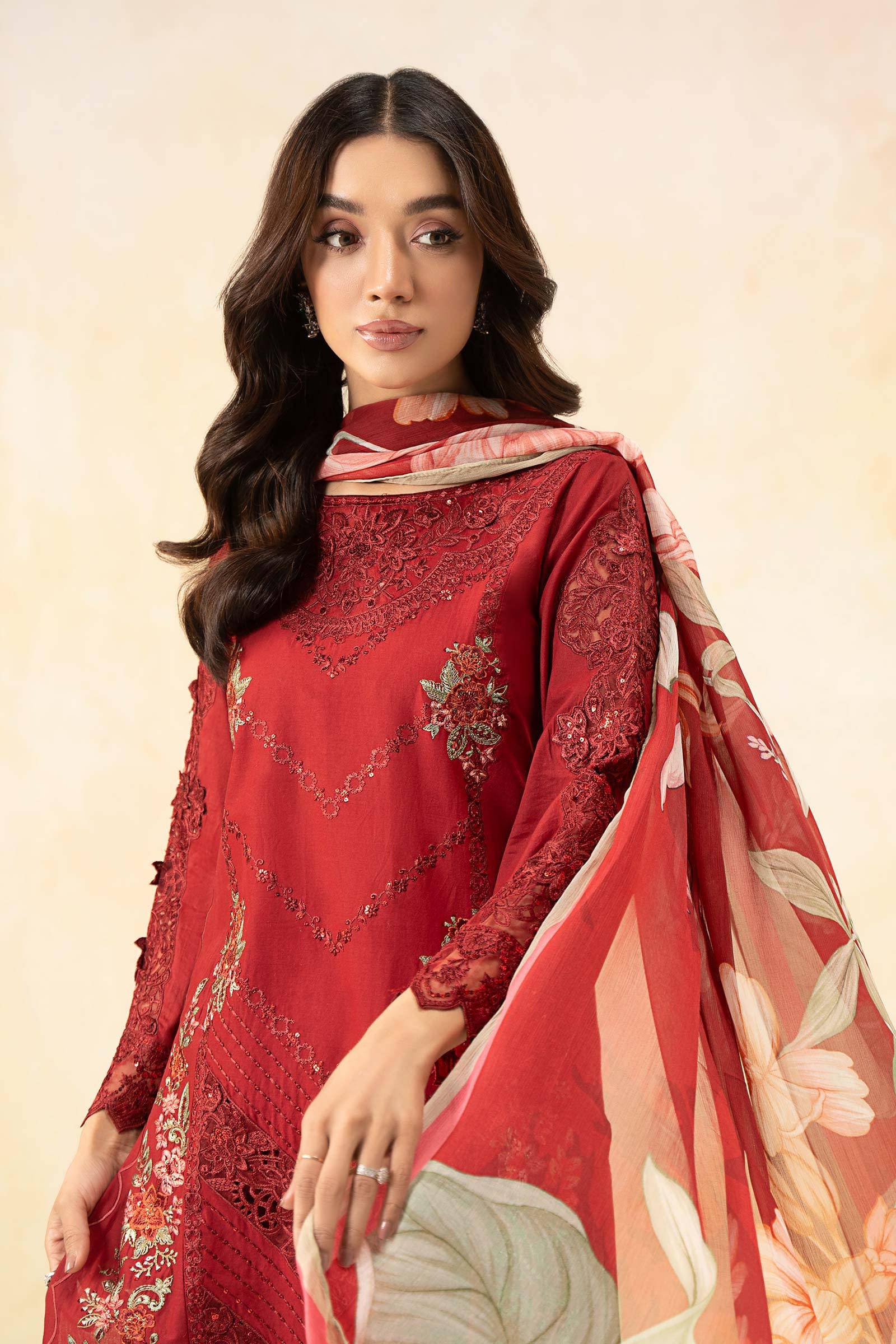 Maira B | Ready to Wear | DW-EF25-53 Red by Maria Faisal - Registered Vendor of : Maria B - type : Wedding Dress - 100% original wedding dresses
