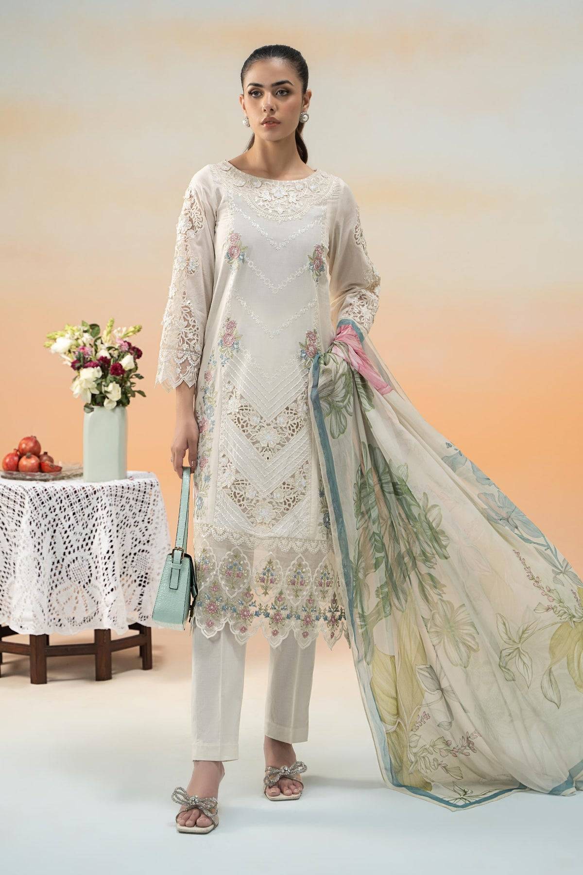 Maria B | Formal Wears | DW-EF25-53 Off White by Maria Faisal - Registered Vendor of : Maria B - type : Ladies Clothes - 100% original wedding dresses