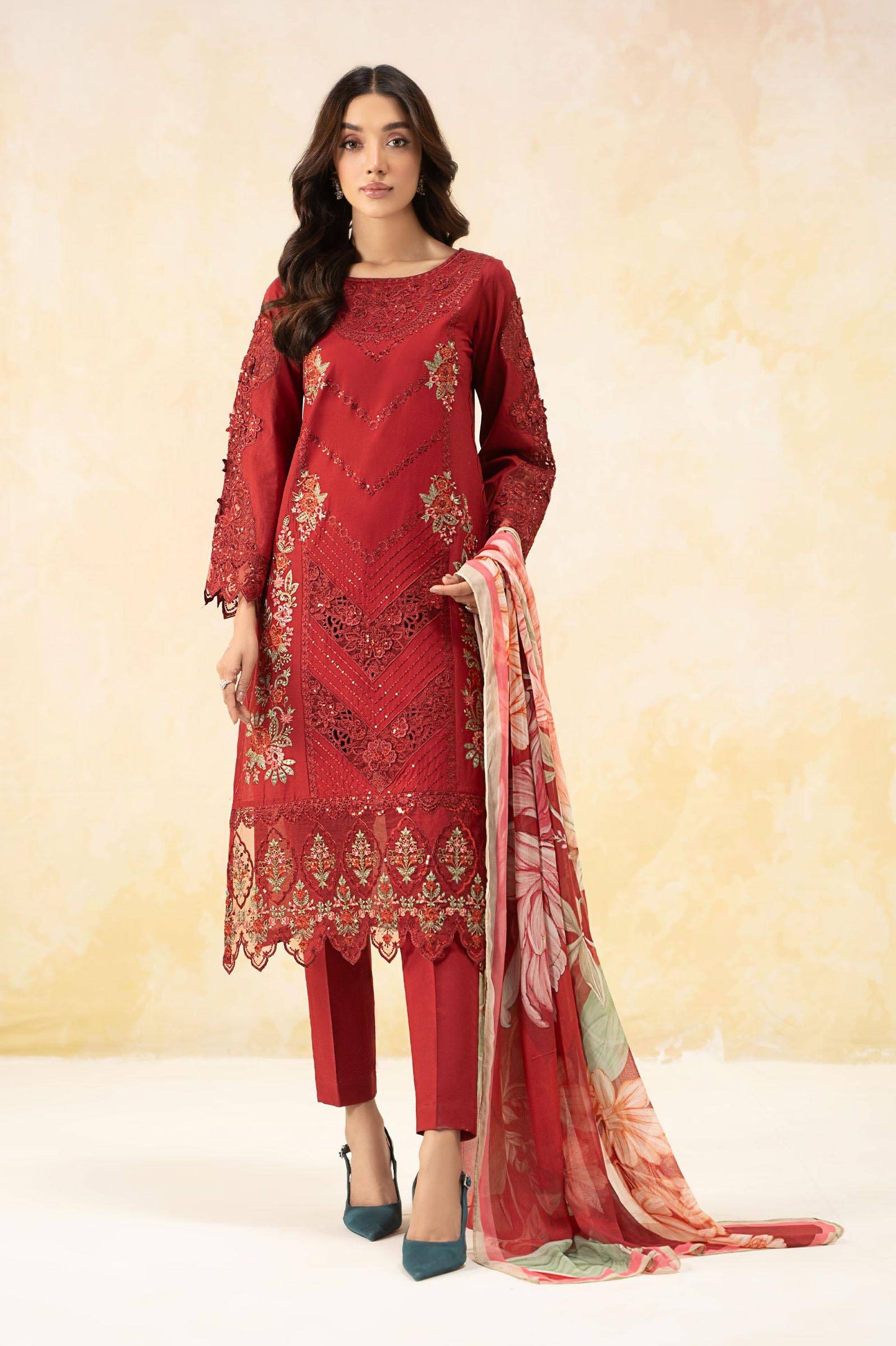 Maira B | Ready to Wear | DW-EF25-53 Red by Maria Faisal - Registered Vendor of : Maria B - type : Wedding Dress - 100% original wedding dresses