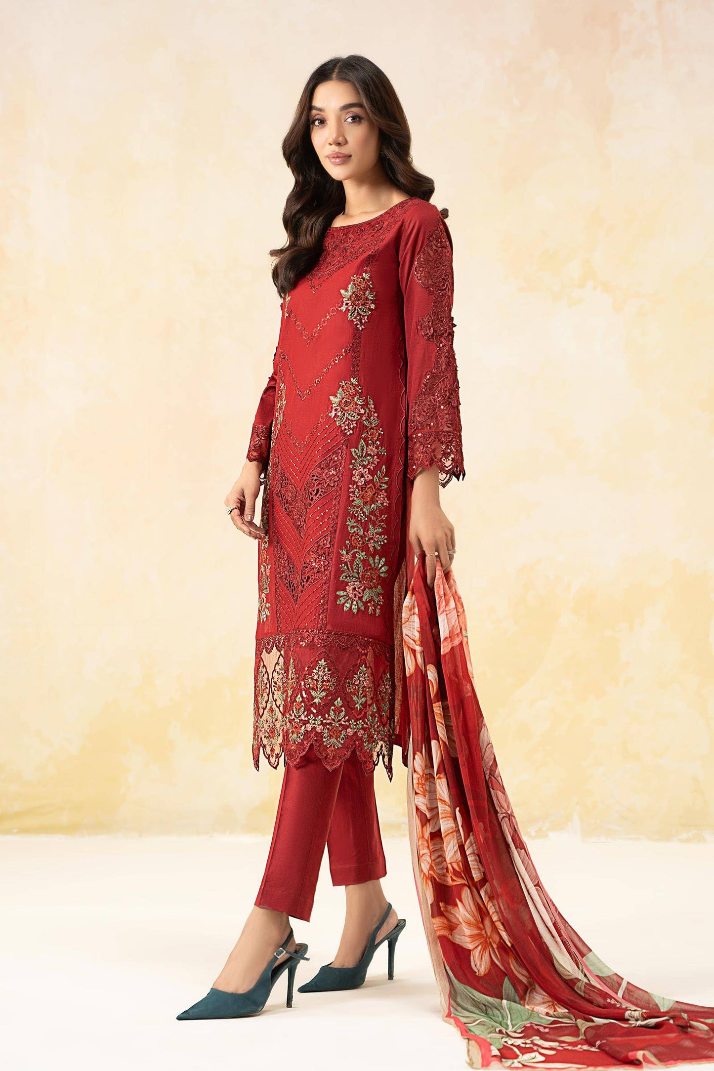 Maira B | Ready to Wear | DW-EF25-53 Red by Maria Faisal - Registered Vendor of : Maria B - type : Wedding Dress - 100% original wedding dresses