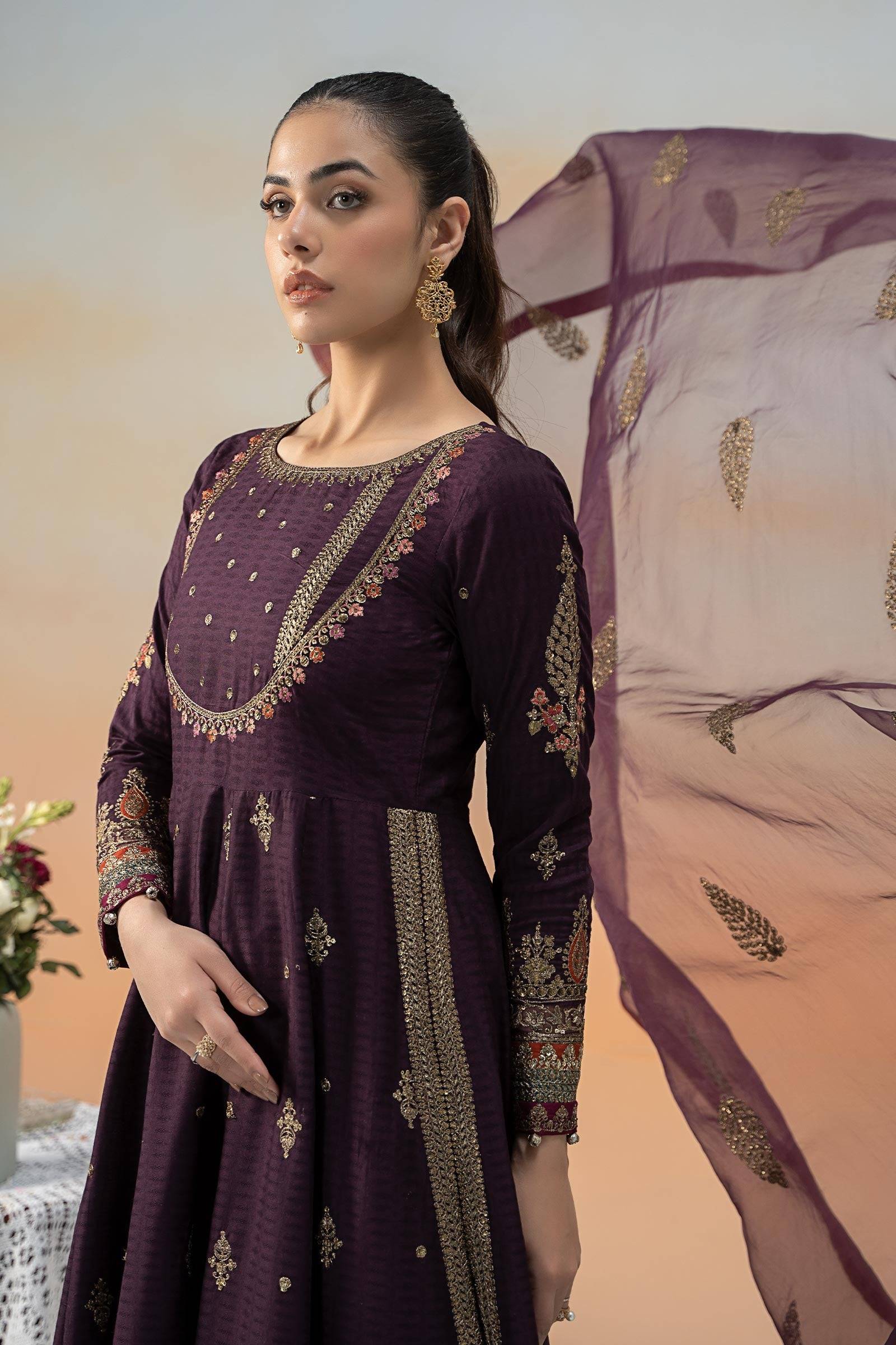 Maira B | Ready to Wear | DW-EF25-68 Purple by Maria Faisal - Registered Vendor of : Maria B - type : Wedding Dress - 100% original wedding dresses