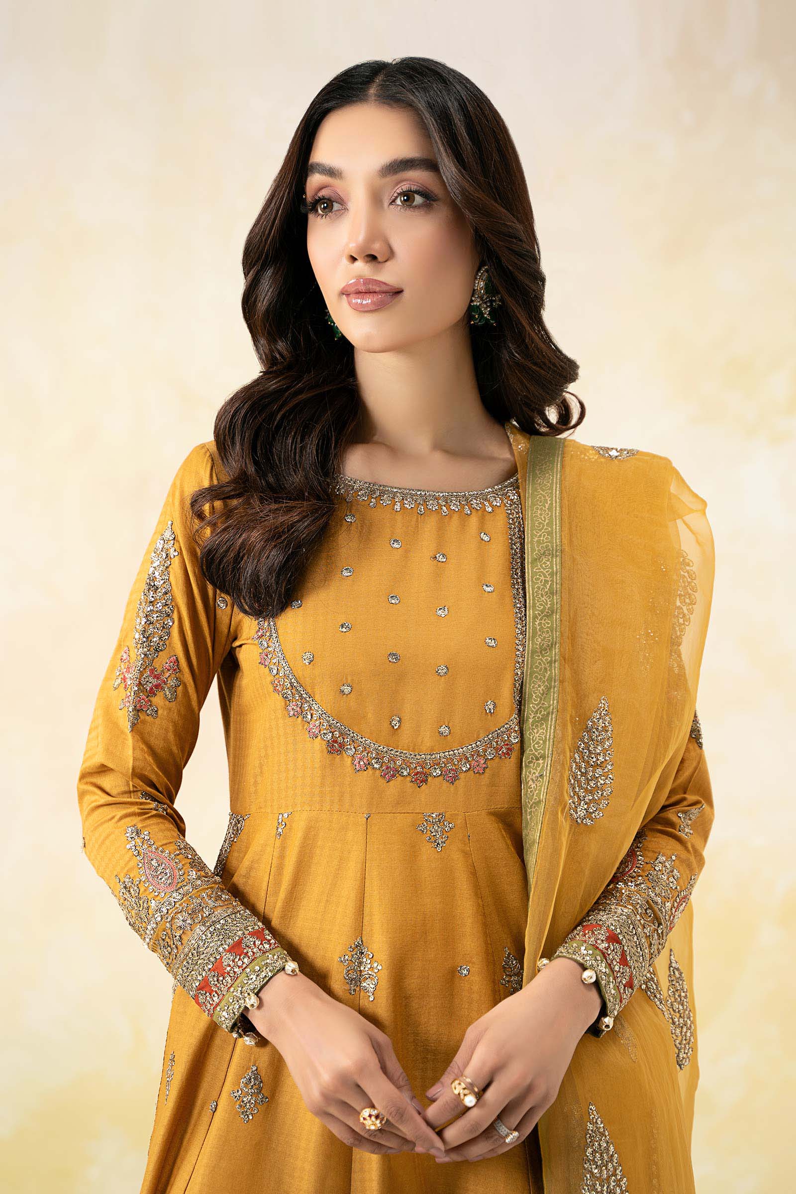 Maira B | Ready to Wear | DW-EF25-68 Mustard by Maria Faisal - Registered Vendor of : Maria B - type : Wedding Dress - 100% original wedding dresses