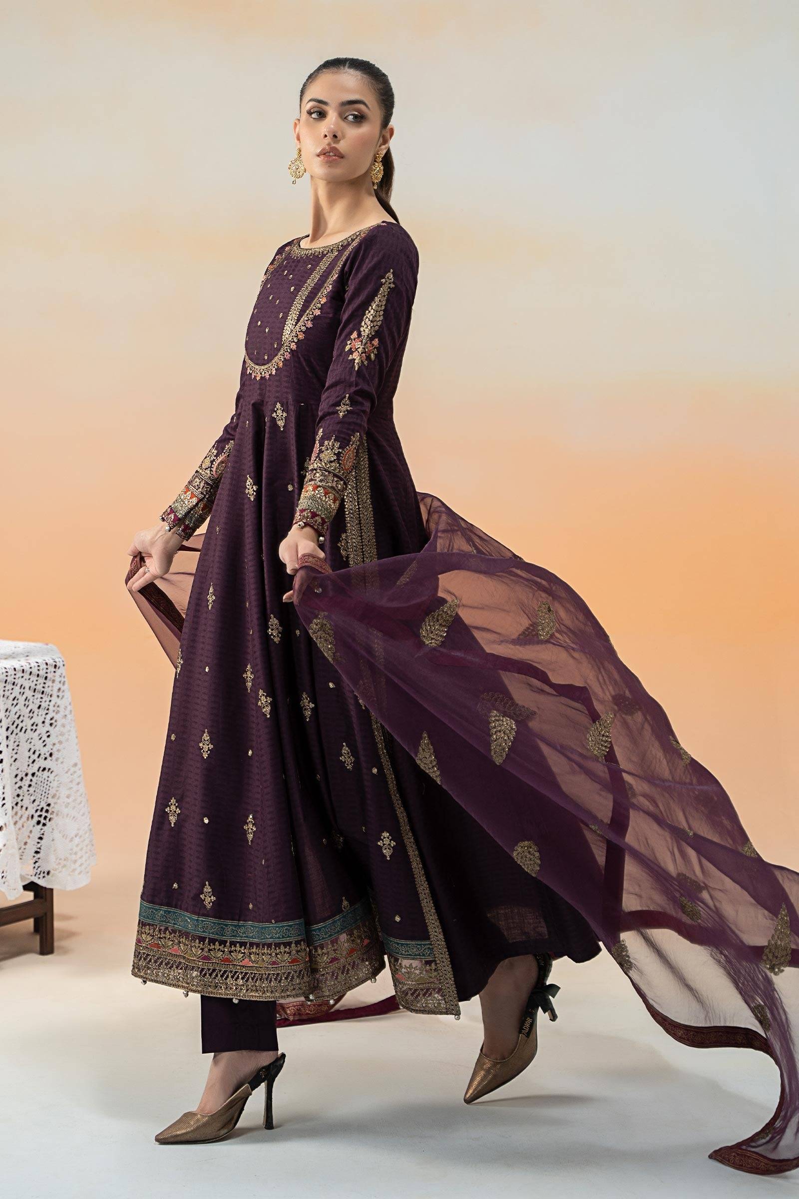 Maira B | Ready to Wear | DW-EF25-68 Purple by Maria Faisal - Registered Vendor of : Maria B - type : Wedding Dress - 100% original wedding dresses
