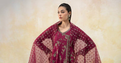 Maira B | Ready to Wear | DW-EF25-78 Magenta by Maria Faisal - Registered Vendor of : Maria B - type : Wedding Dress - 100% original wedding dresses