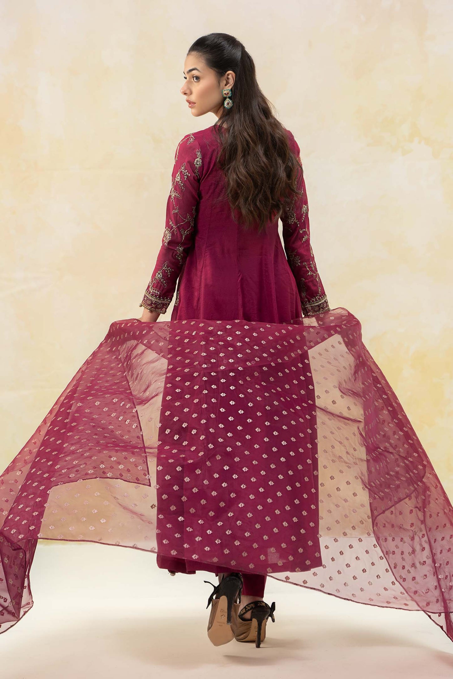 Maira B | Ready to Wear | DW-EF25-78 Magenta by Maria Faisal - Registered Vendor of : Maria B - type : Wedding Dress - 100% original wedding dresses