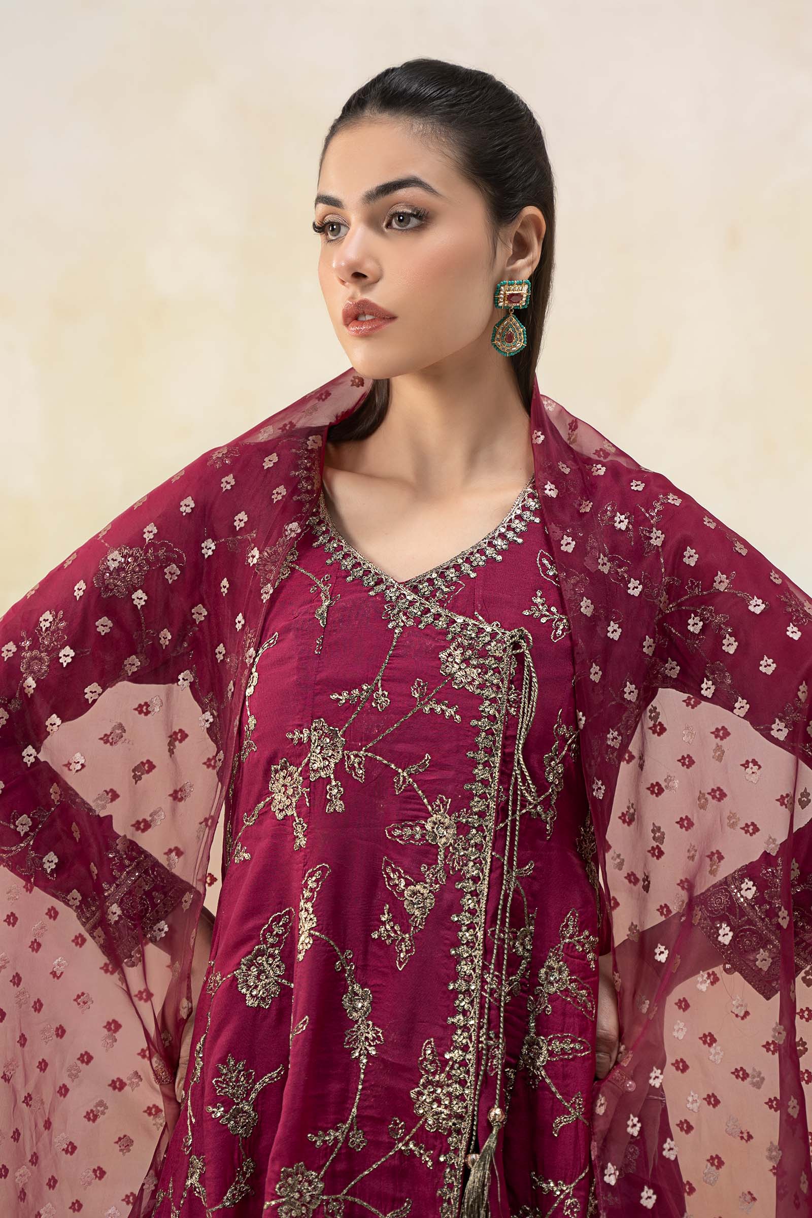 Maira B | Ready to Wear | DW-EF25-78 Magenta by Maria Faisal - Registered Vendor of : Maria B - type : Wedding Dress - 100% original wedding dresses