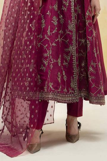 Maria B | Luxury Pret 25 | DW-EF25-78 Magenta by Maria Faisal - Registered Vendor of : Maria B - type : Ladies Clothes - 100% original wedding dresses
