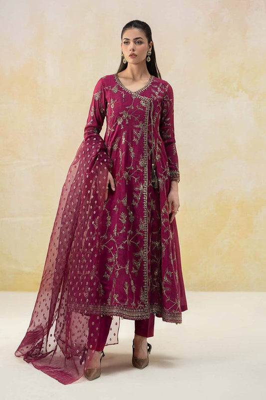 Maria B | Luxury Pret 25 | DW-EF25-78 Magenta by Maria Faisal - Registered Vendor of : Maria B - type : Ladies Clothes - 100% original wedding dresses