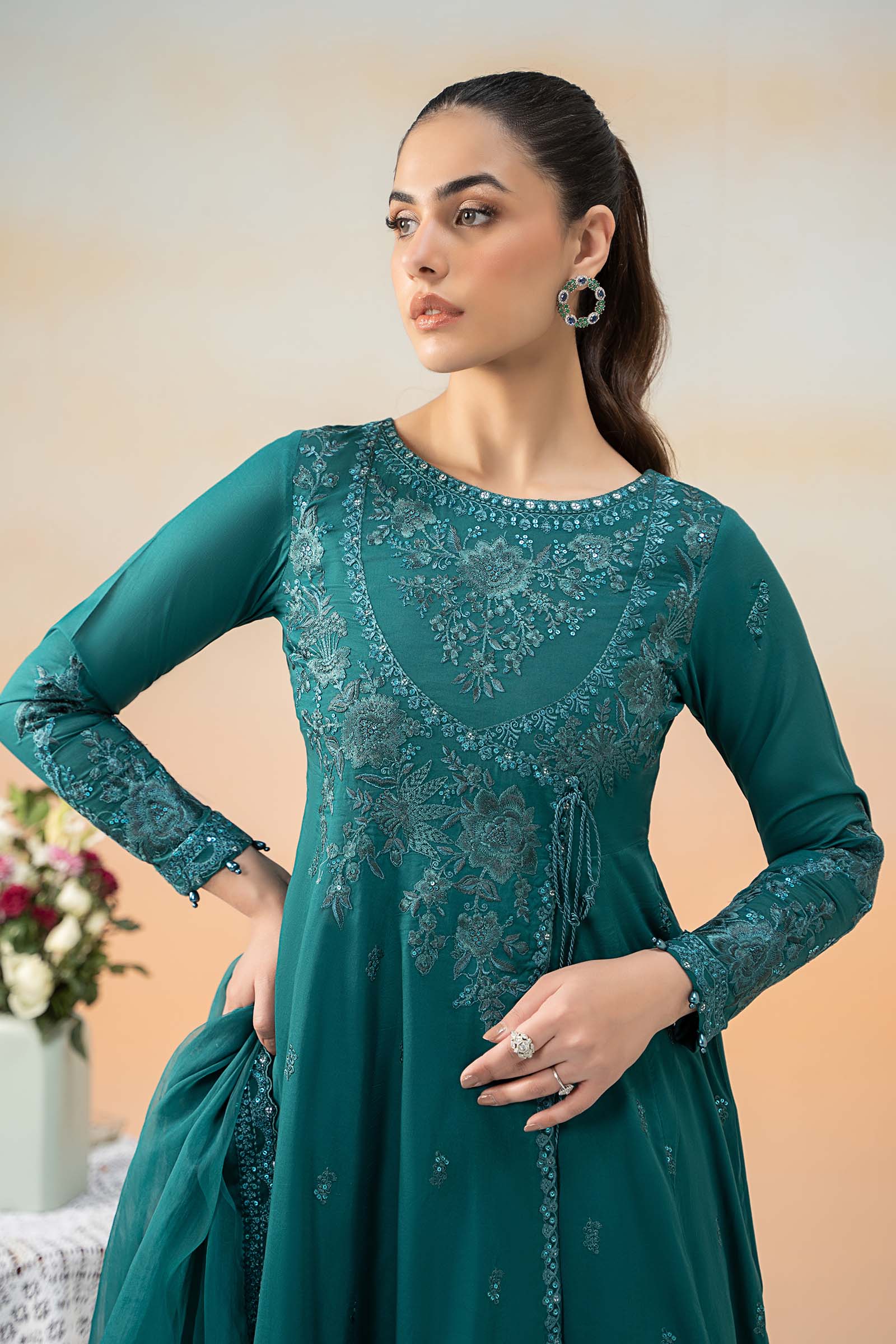 Maira B | Ready to Wear | DW-EF25-83 Teal by Maria Faisal - Registered Vendor of : Maria B - type : Wedding Dress - 100% original wedding dresses