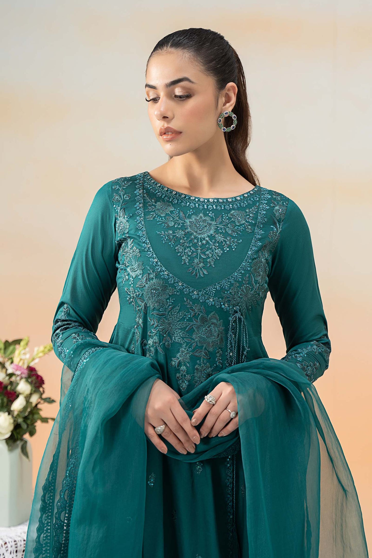 Maira B | Ready to Wear | DW-EF25-83 Teal by Maria Faisal - Registered Vendor of : Maria B - type : Wedding Dress - 100% original wedding dresses