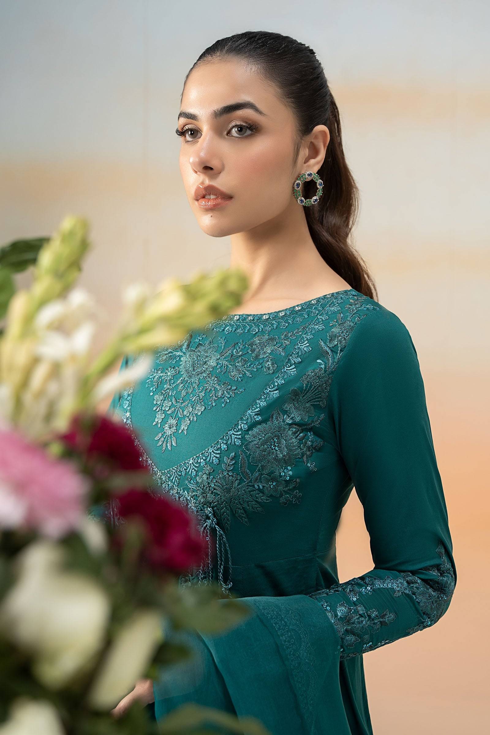 Maira B | Ready to Wear | DW-EF25-83 Teal by Maria Faisal - Registered Vendor of : Maria B - type : Wedding Dress - 100% original wedding dresses
