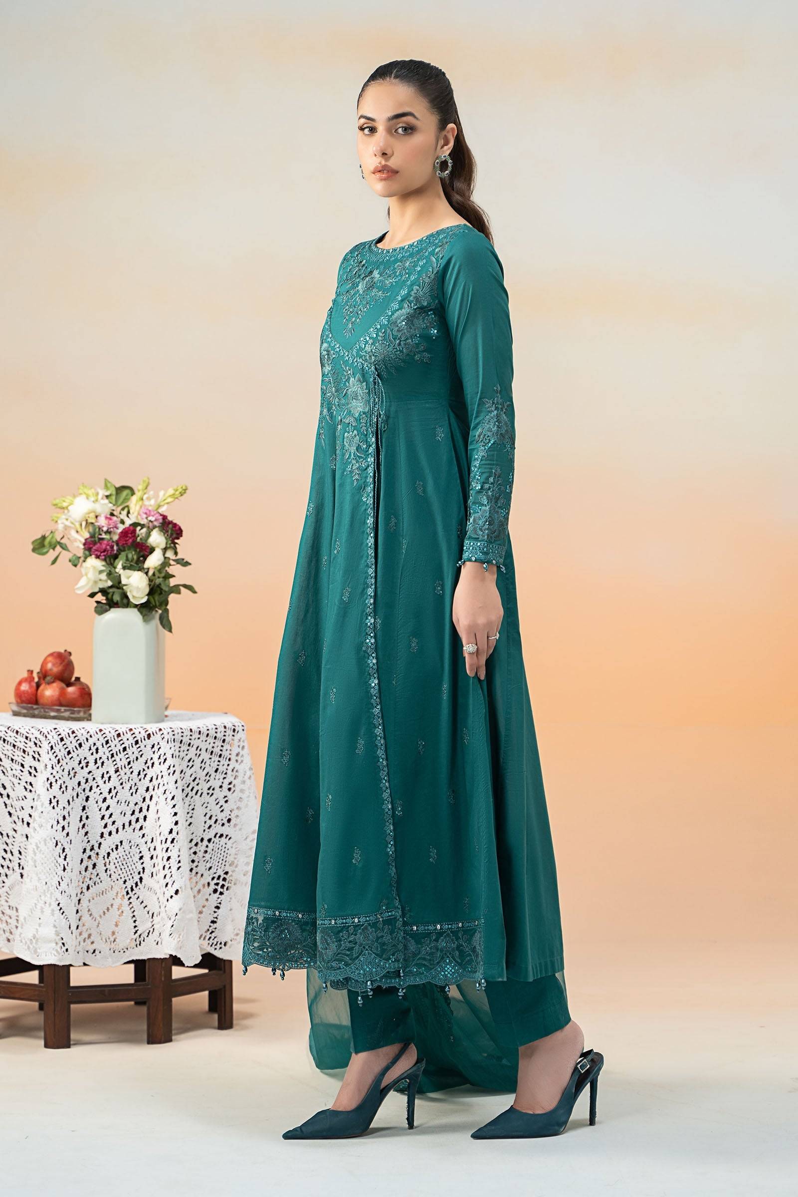 Maira B | Ready to Wear | DW-EF25-83 Teal by Maria Faisal - Registered Vendor of : Maria B - type : Wedding Dress - 100% original wedding dresses