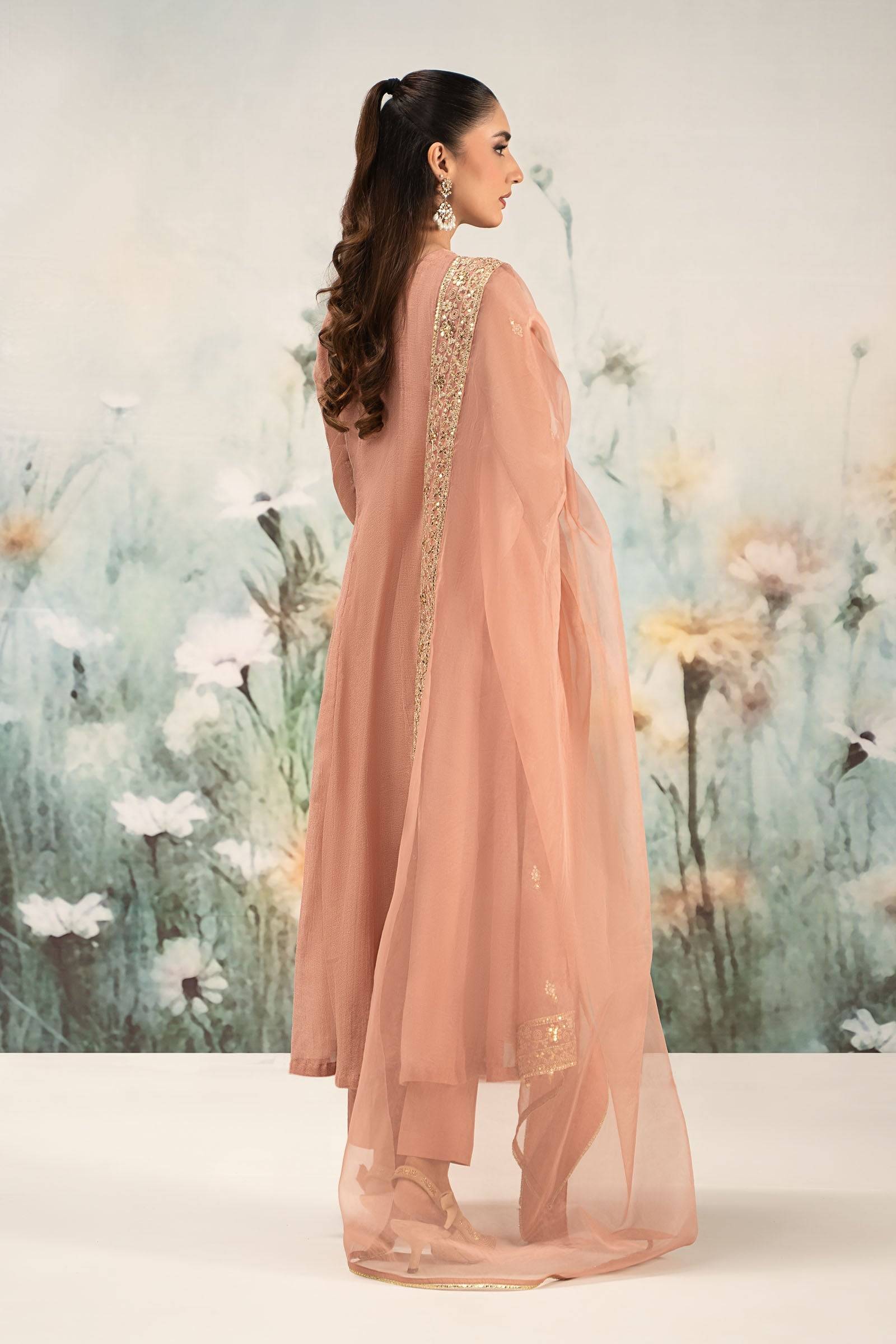 Maira B | Ready to Wear | DW-EF25-88 Peach by Maria Faisal - Registered Vendor of : Maria B - type : Wedding Dress - 100% original wedding dresses