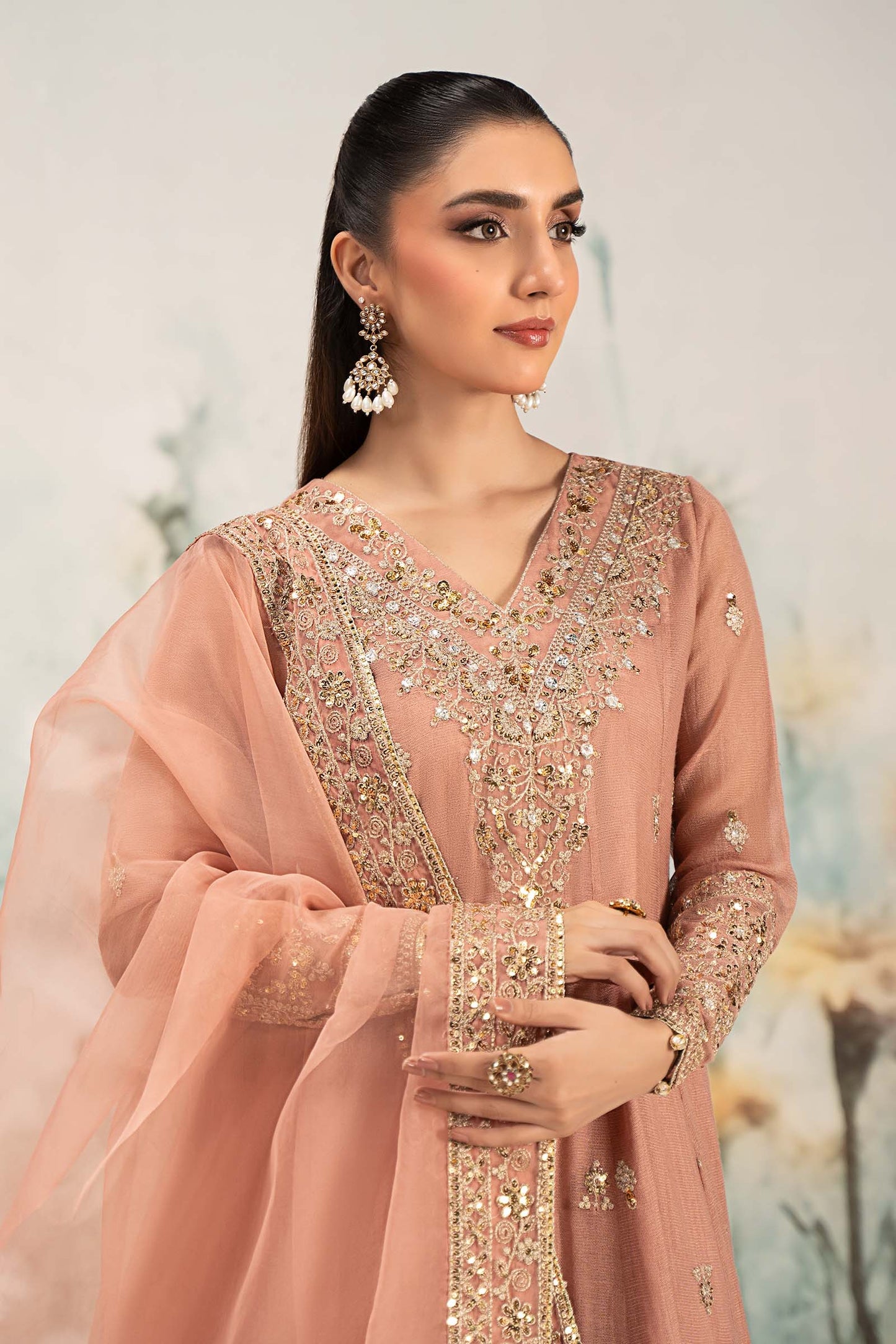 Maira B | Ready to Wear | DW-EF25-88 Peach by Maria Faisal - Registered Vendor of : Maria B - type : Wedding Dress - 100% original wedding dresses