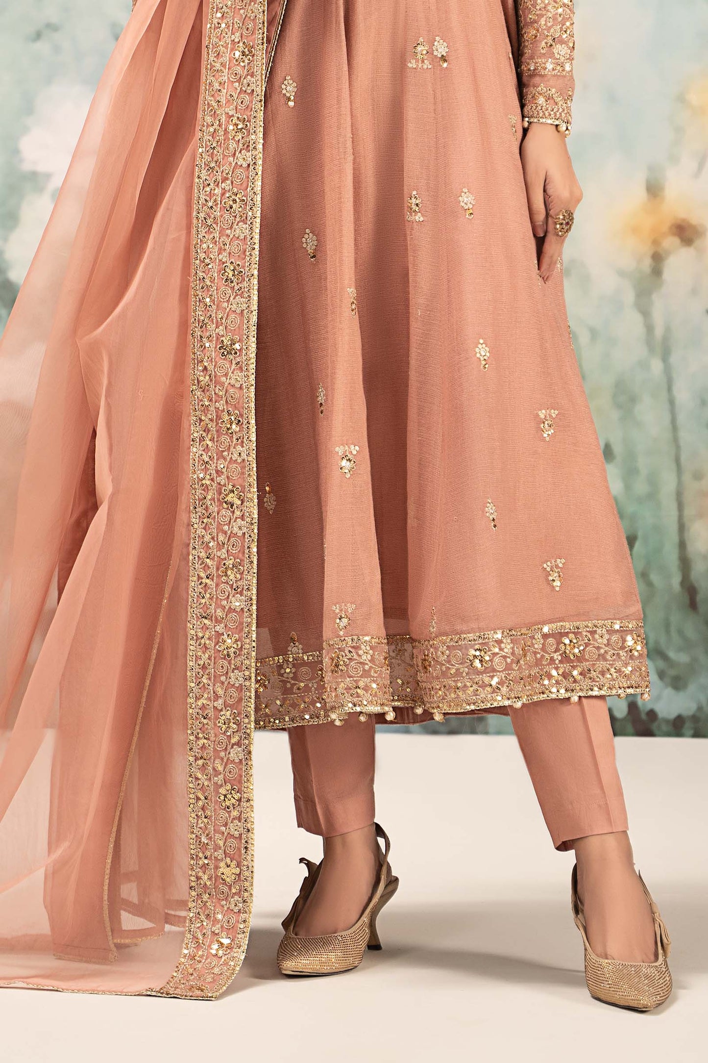 Maira B | Ready to Wear | DW-EF25-88 Peach by Maria Faisal - Registered Vendor of : Maria B - type : Wedding Dress - 100% original wedding dresses