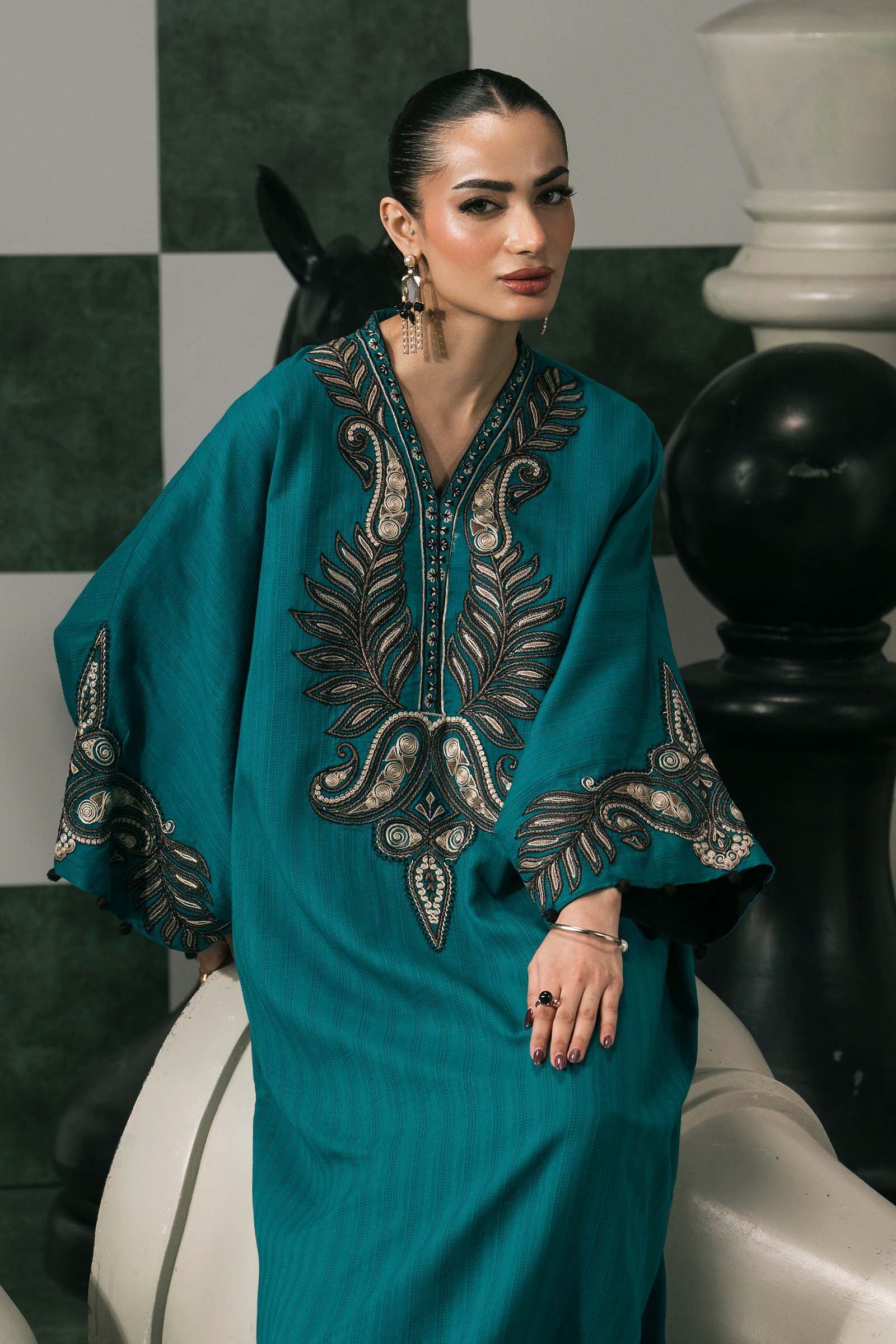 Maria B | Eid Collection 2026 | Dw-Ef26-01 Teal - Luxury Dress - available at Maria Faisal in UK and USA.