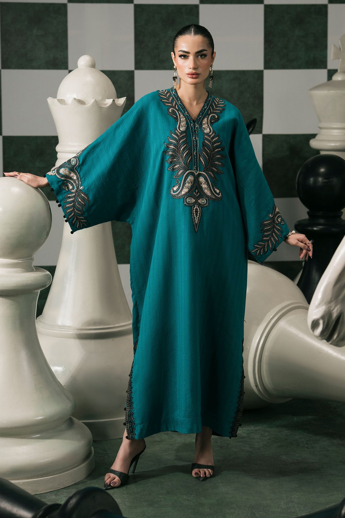 Maria B | Eid Collection 2026 | Dw-Ef26-01 Teal - Luxury Dress - available at Maria Faisal in UK and USA.