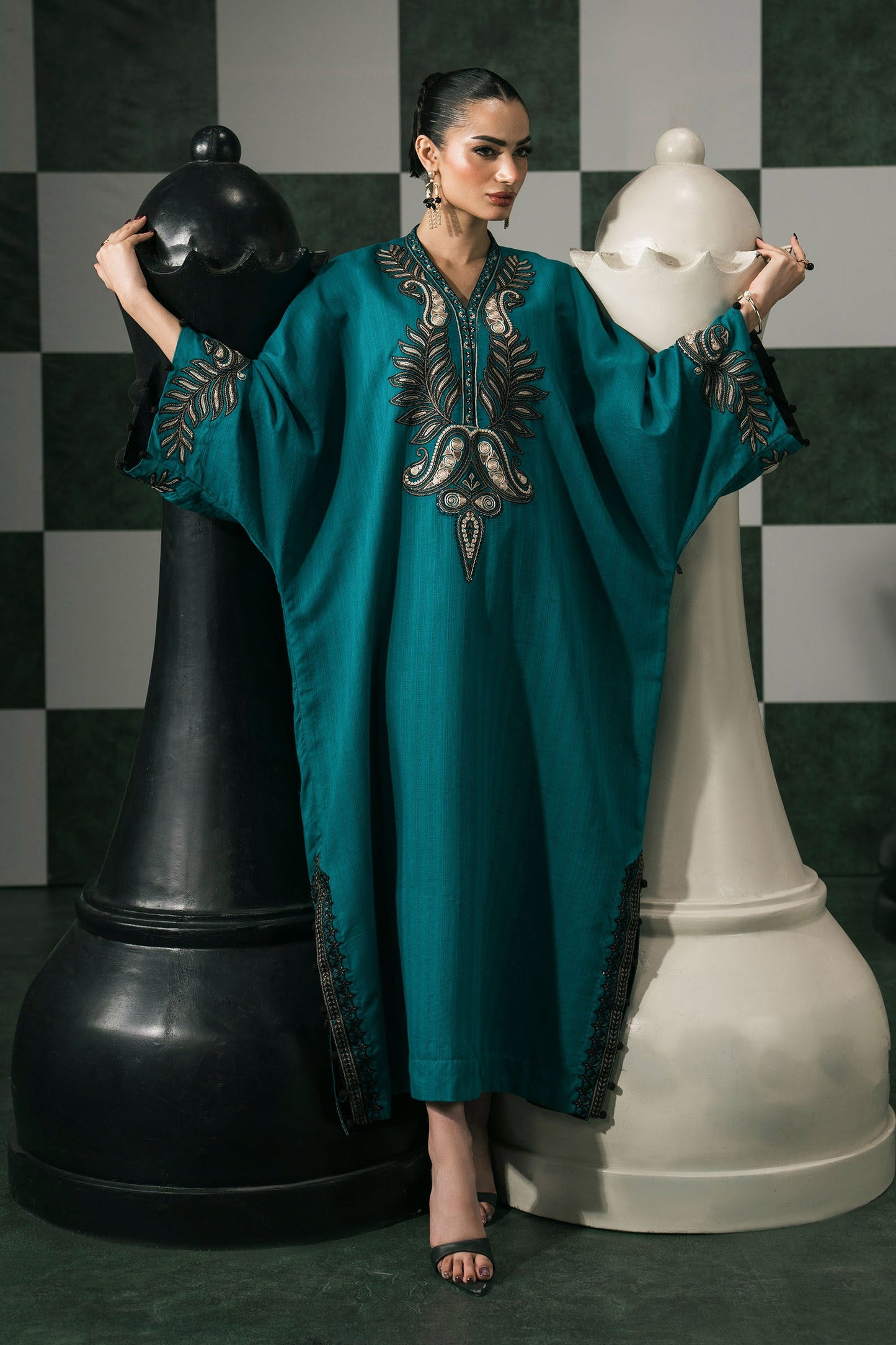 Maria B | Eid Collection 2026 | Dw-Ef26-01 Teal - Luxury Dress - available at Maria Faisal in UK and USA.