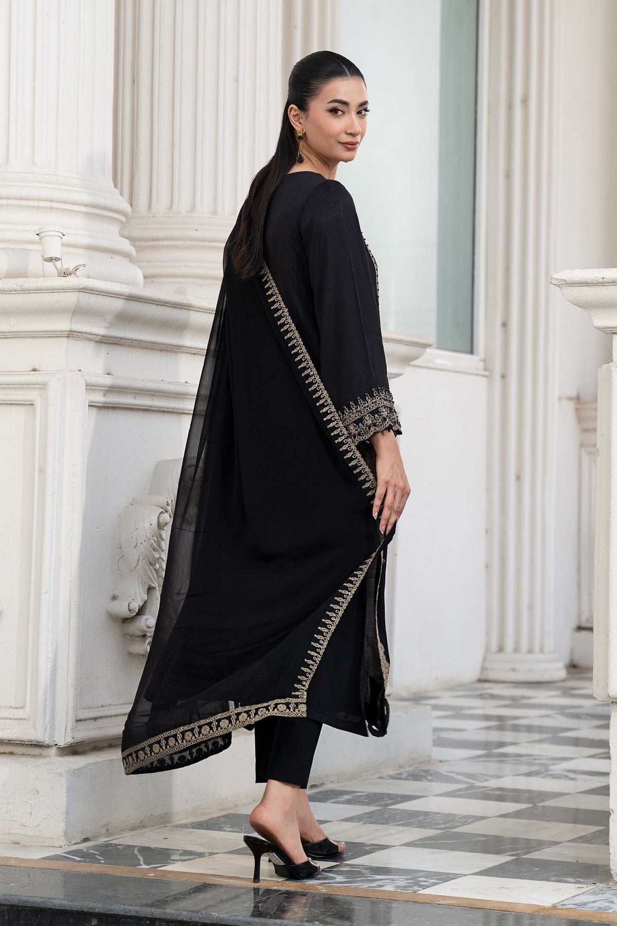 Maria B | Luxury Pret Pre Fall | DW-EF26-106-Black - Luxury Dress - available at Maria Faisal in UK and USA.