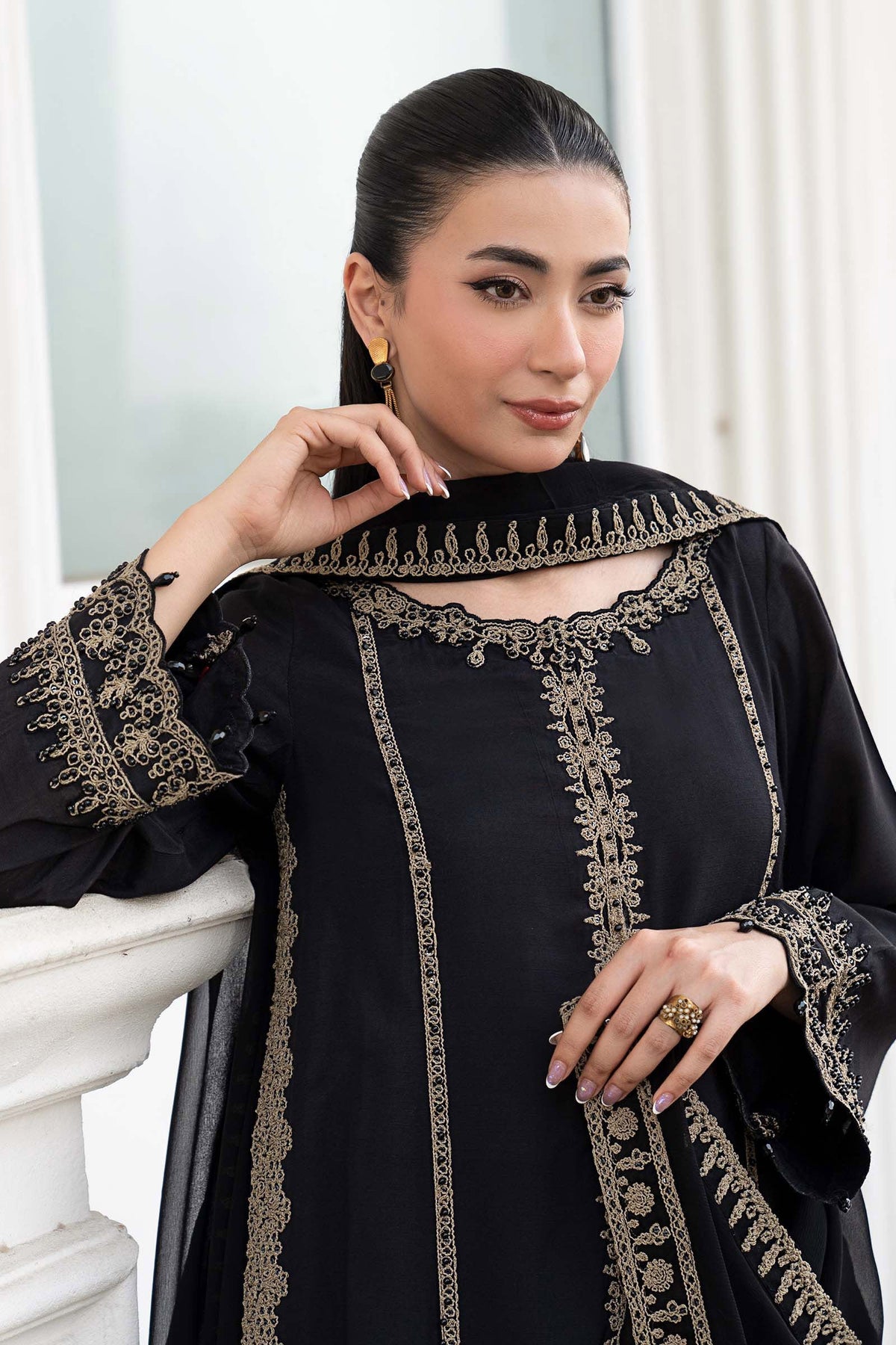 Maria B | Luxury Pret Pre Fall | DW-EF26-106-Black - Luxury Dress - available at Maria Faisal in UK and USA.