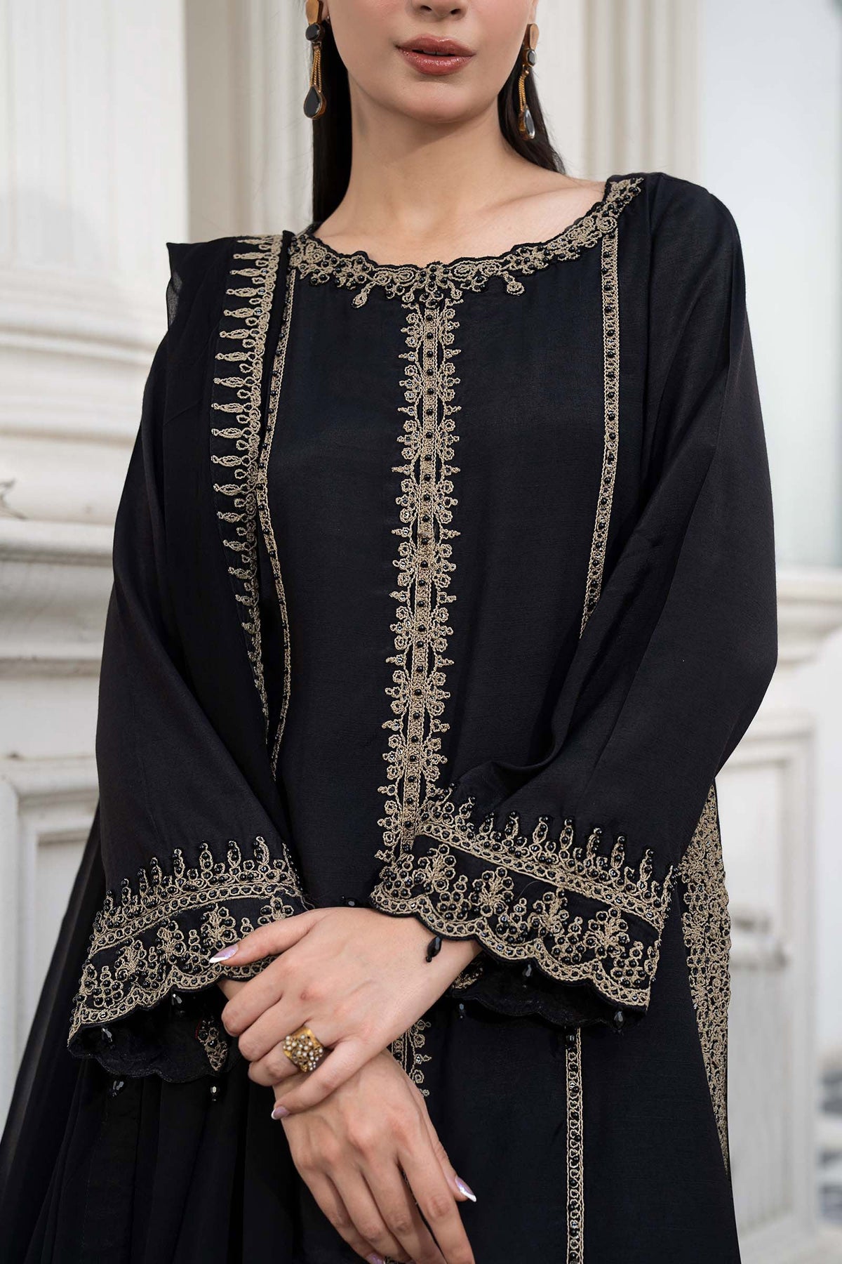 Maria B | Luxury Pret Pre Fall | DW-EF26-106-Black - Luxury Dress - available at Maria Faisal in UK and USA.
