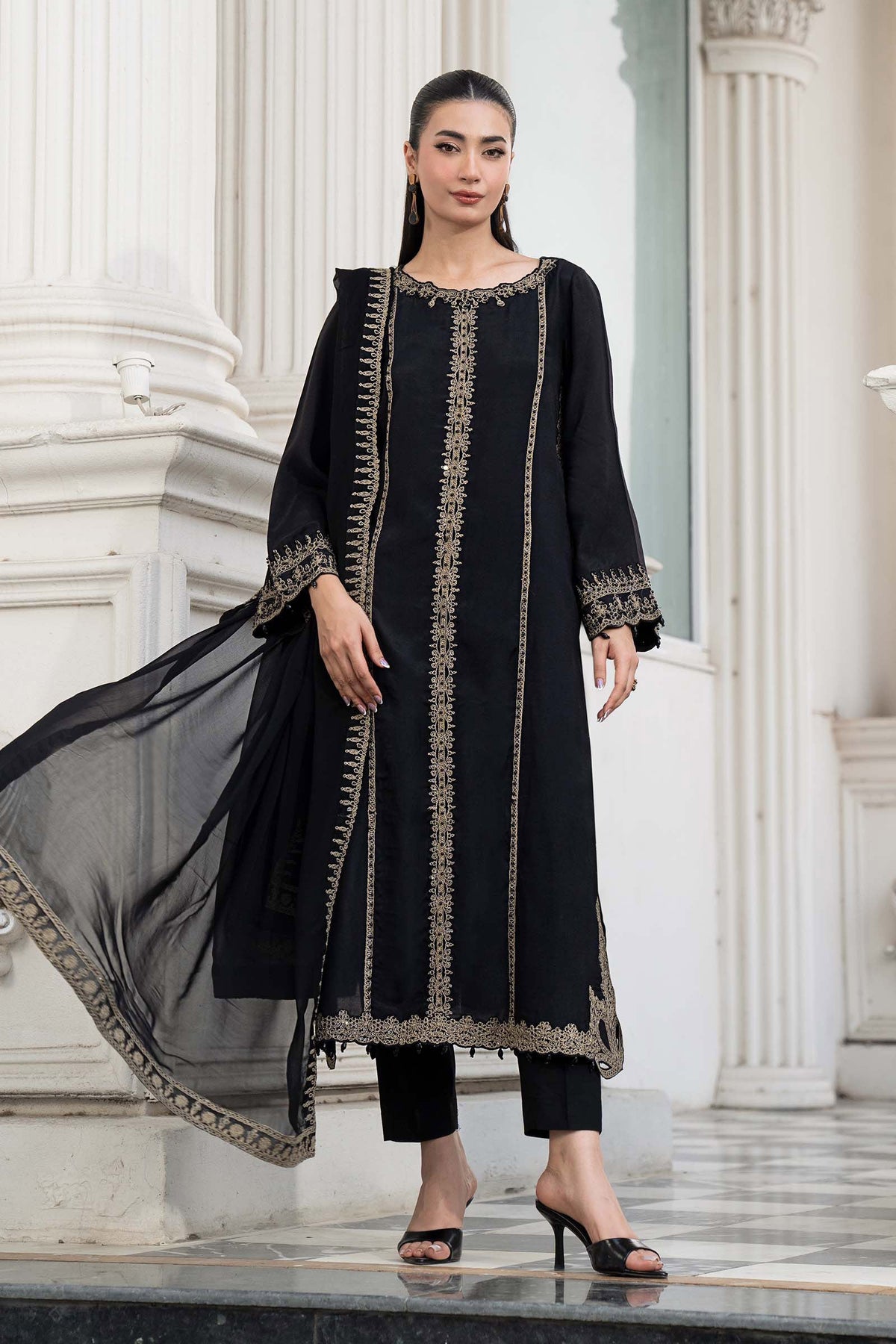 Maria B | Luxury Pret Pre Fall | DW-EF26-106-Black - Luxury Dress - available at Maria Faisal in UK and USA.