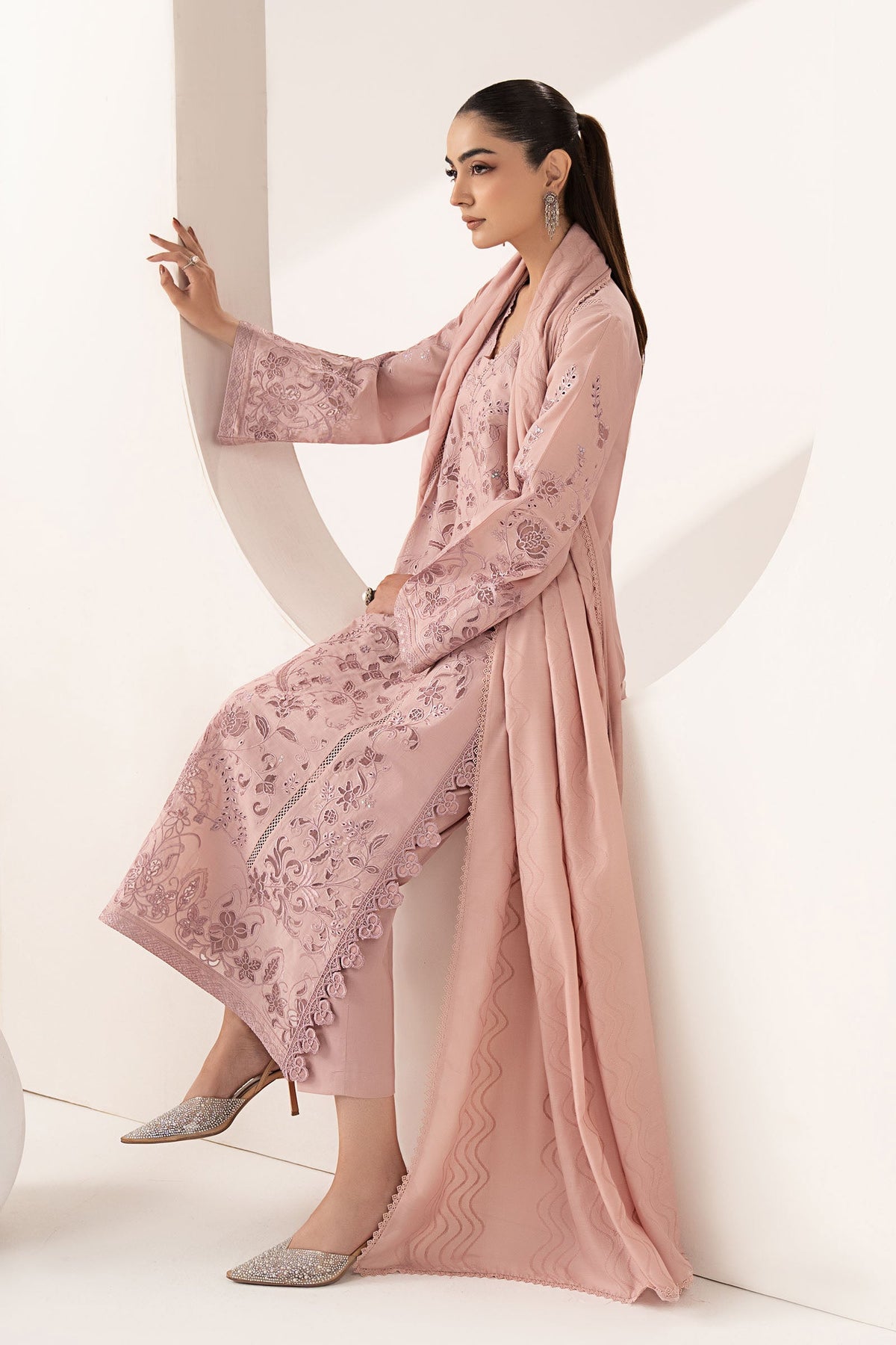 Maria B | Luxury Pret Pre Fall | DW-EF26-30-Lilac - Luxury Dress - available at Maria Faisal in UK and USA.