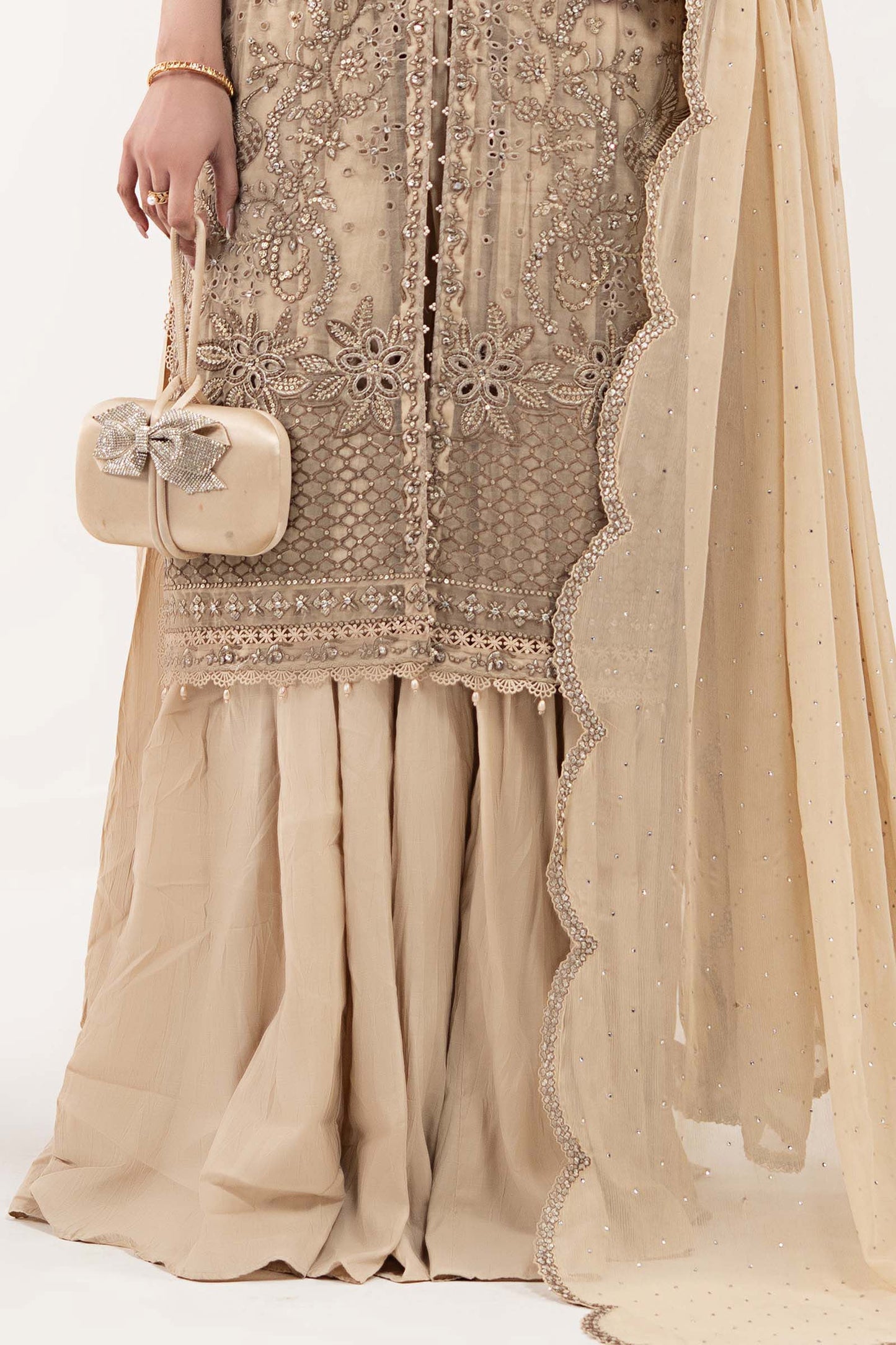 Maria B | Luxury Formals | SF-EF26-53-Coffee - Formal Dress - available at Maria Faisal in UK and USA.