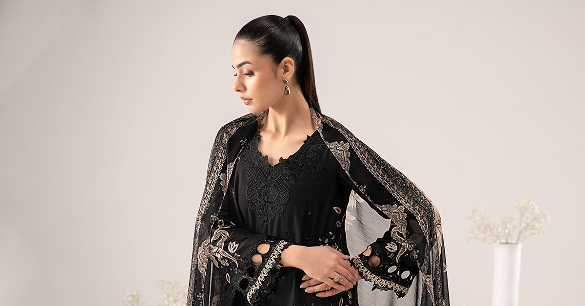 Maria B | Eid Collection 2026 | Dw-Ef26-62 Black - Luxury Dress - available at Maria Faisal in UK and USA.