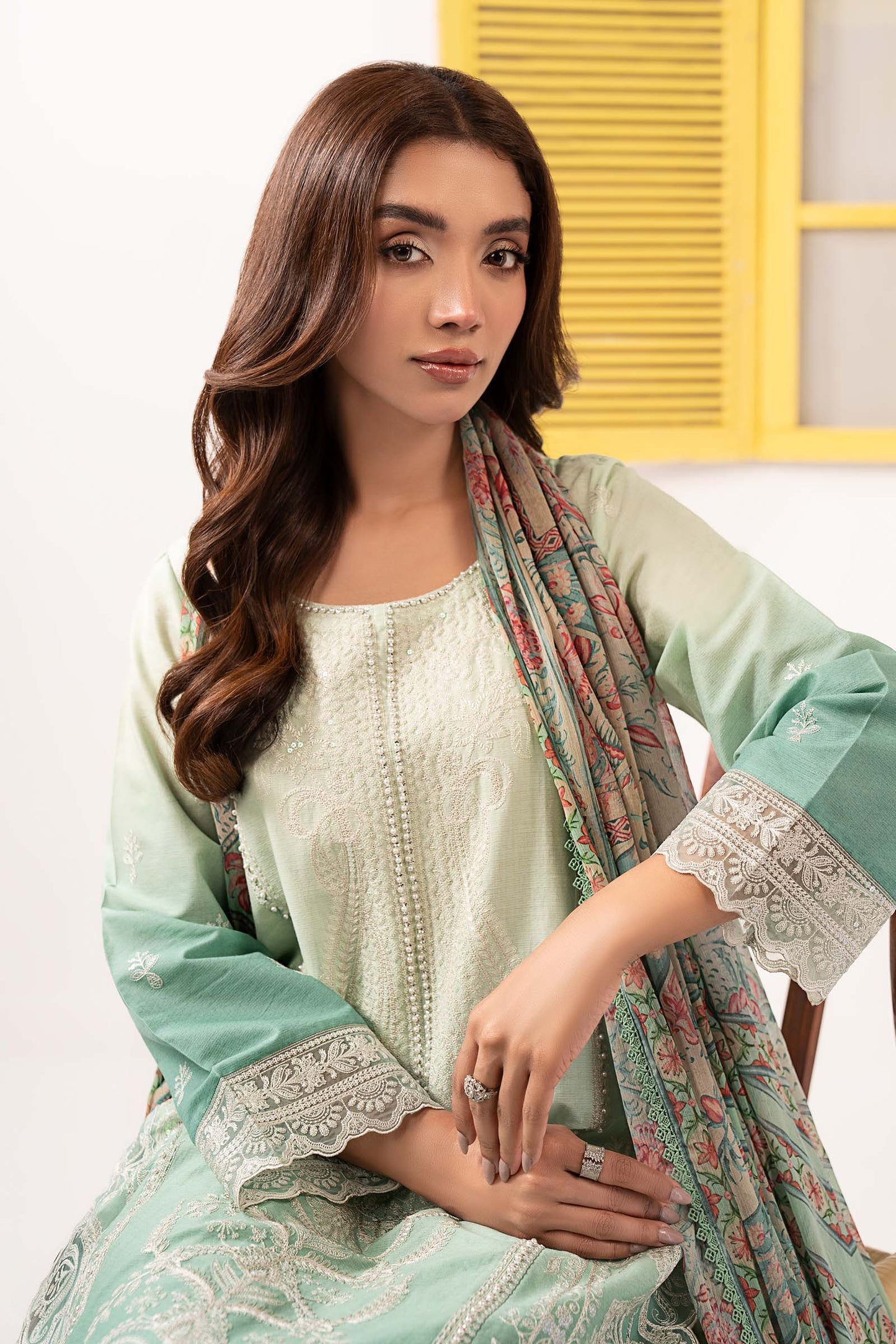 Maria B | Eid Collection 2026 | Dw-Ef26-63 Green - Luxury Dress - available at Maria Faisal in UK and USA.