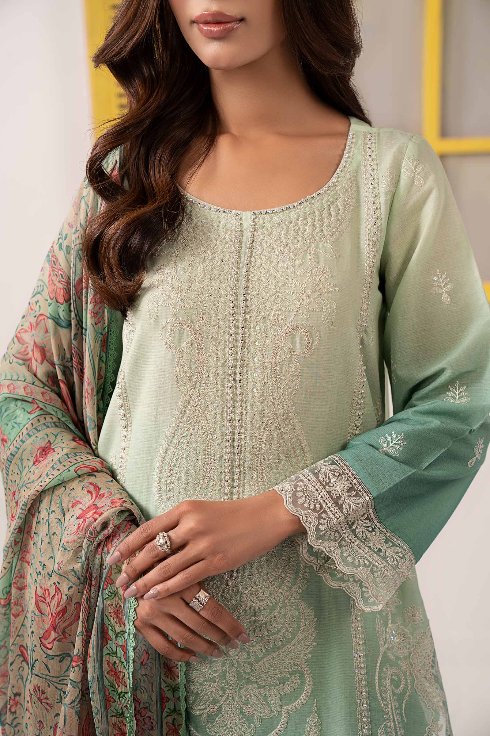 Maria B | Eid Collection 2026 | Dw-Ef26-63 Green - Luxury Dress - available at Maria Faisal in UK and USA.