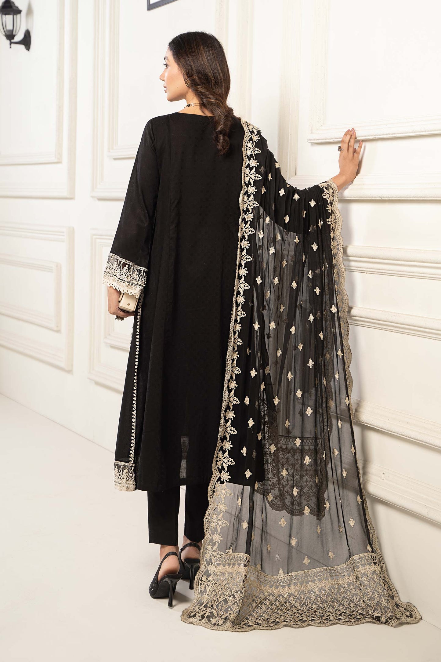 Maria B | Eid Collection 2026 | Dw-Ef24-117R1 Black - Luxury Dress - available at Maria Faisal in UK and USA.