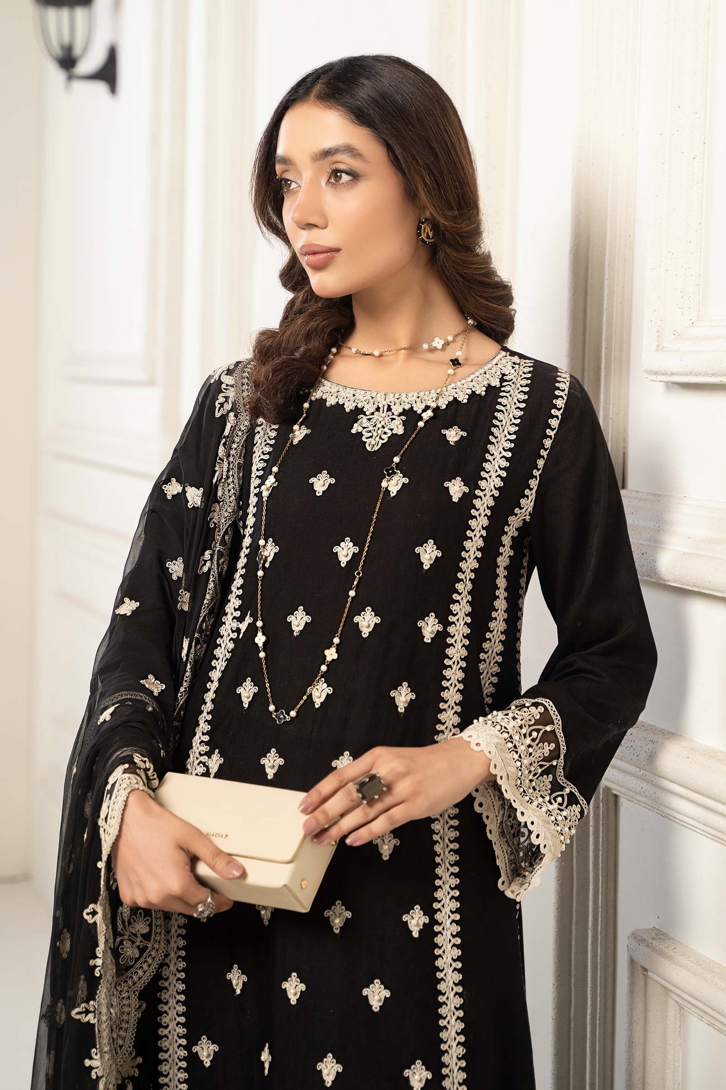 Maria B | Eid Collection 2026 | Dw-Ef24-117R1 Black - Luxury Dress - available at Maria Faisal in UK and USA.
