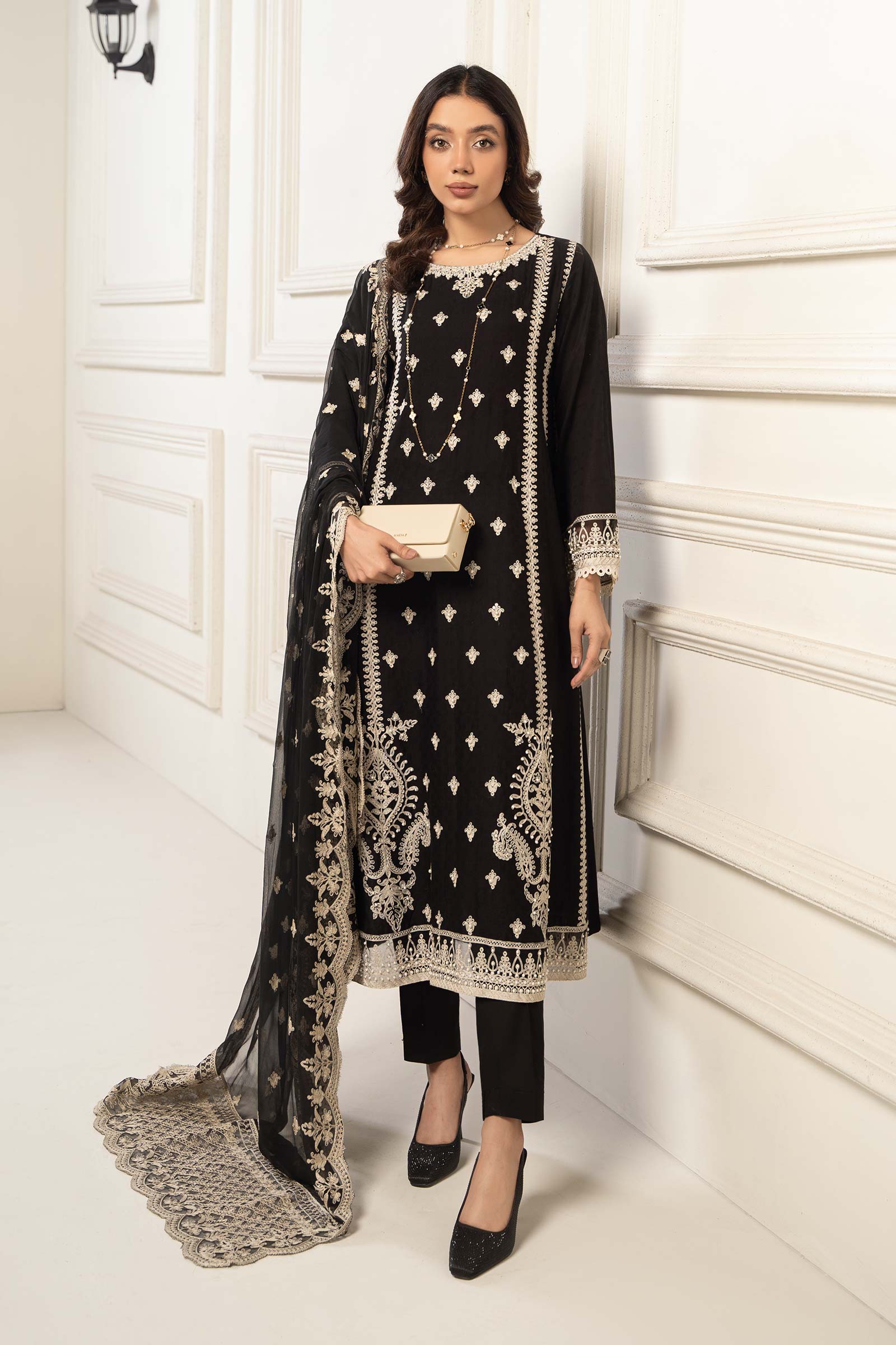 Maria B | Eid Collection 2026 | Dw-Ef24-117R1 Black - Luxury Dress - available at Maria Faisal in UK and USA.