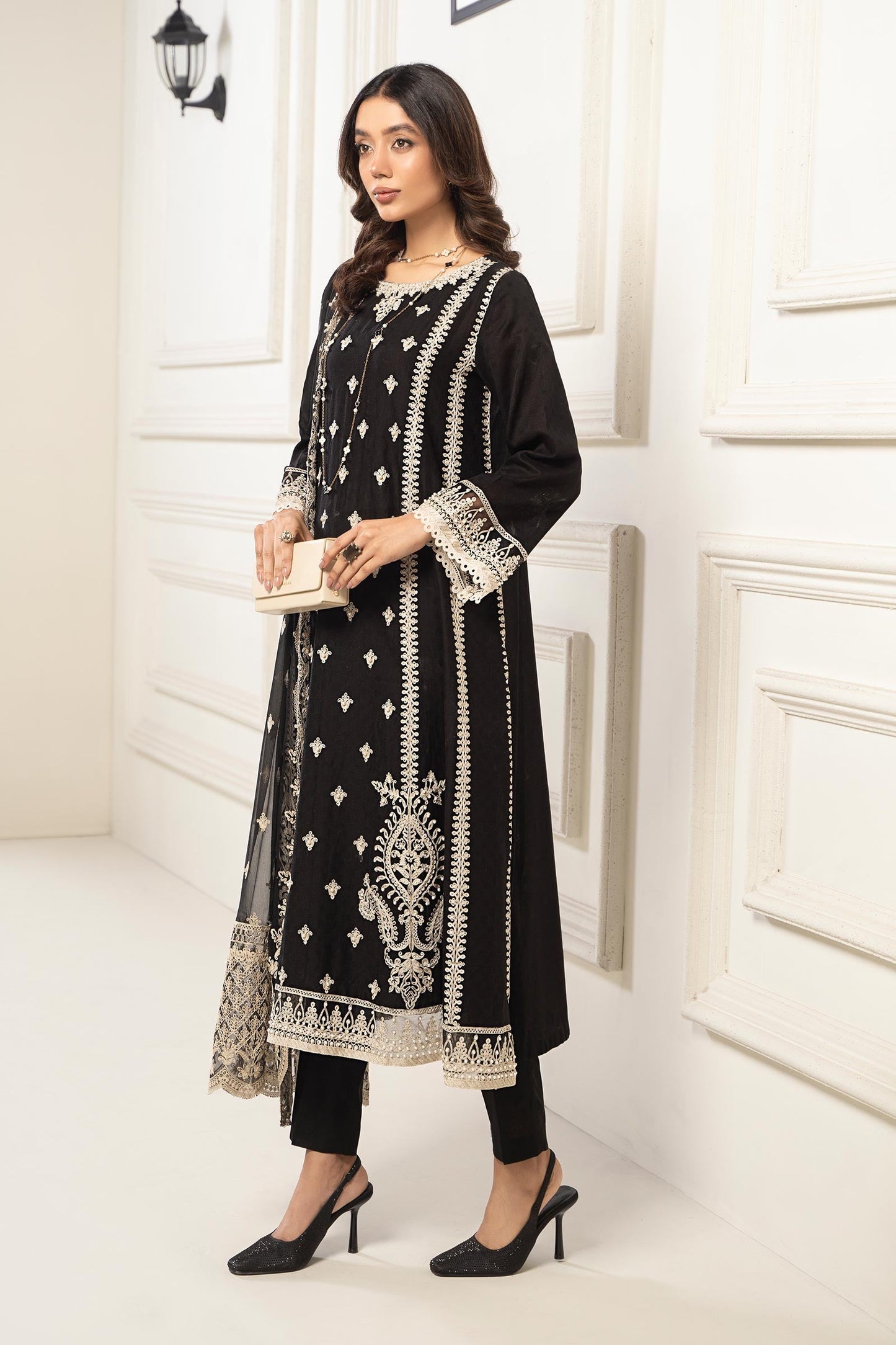 Maria B | Eid Collection 2026 | Dw-Ef24-117R1 Black - Luxury Dress - available at Maria Faisal in UK and USA.